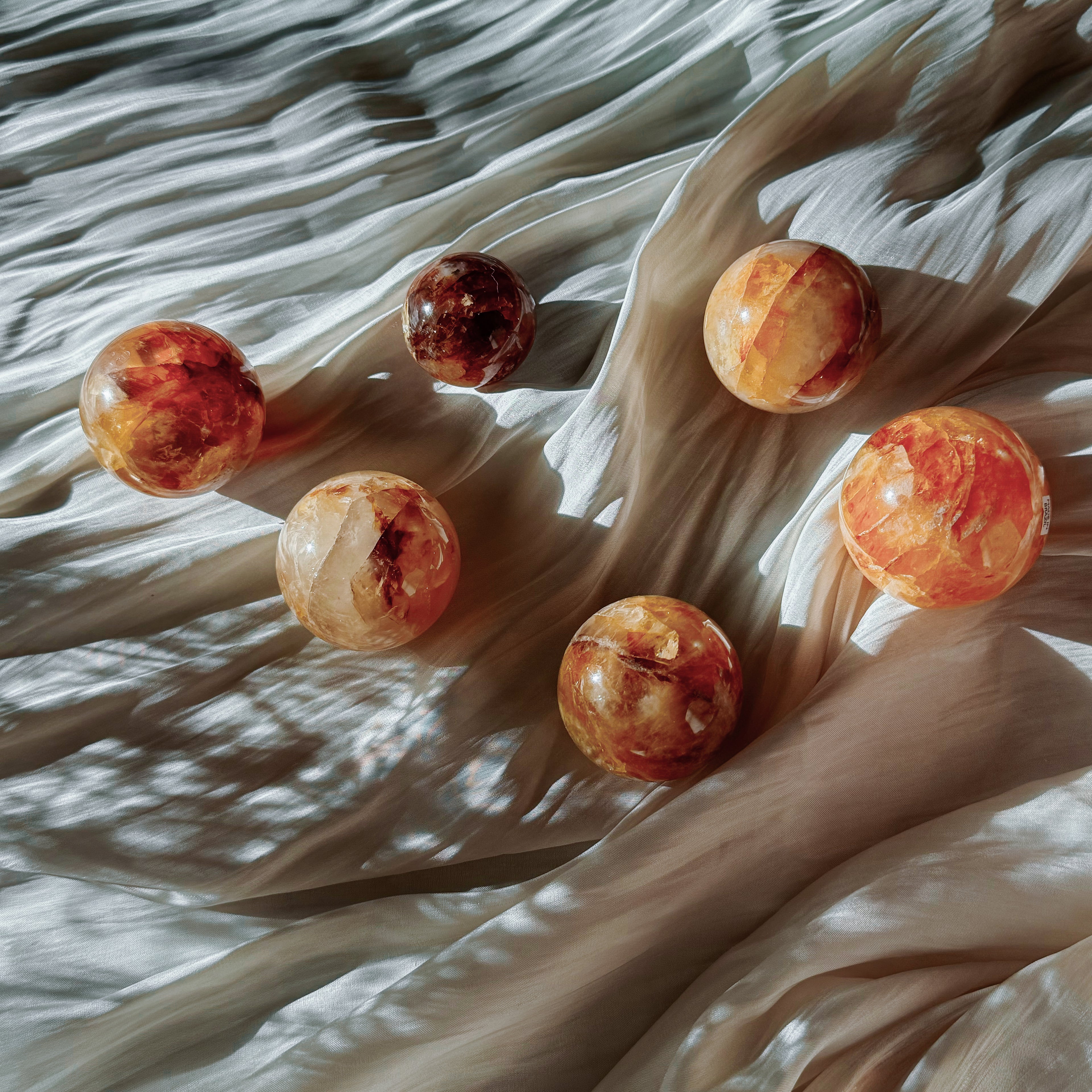 Red and Yellow Hematoid Spheres from Brazil - Golden Healer mixed Fire Quartz