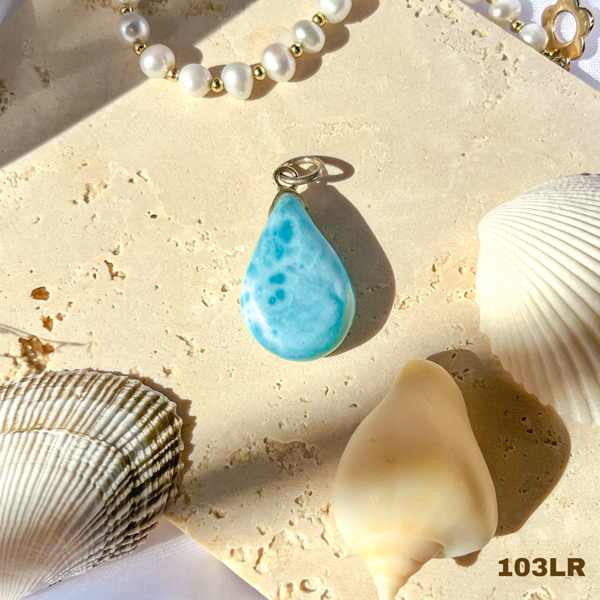 Rare Larimar Teardrop Pendant