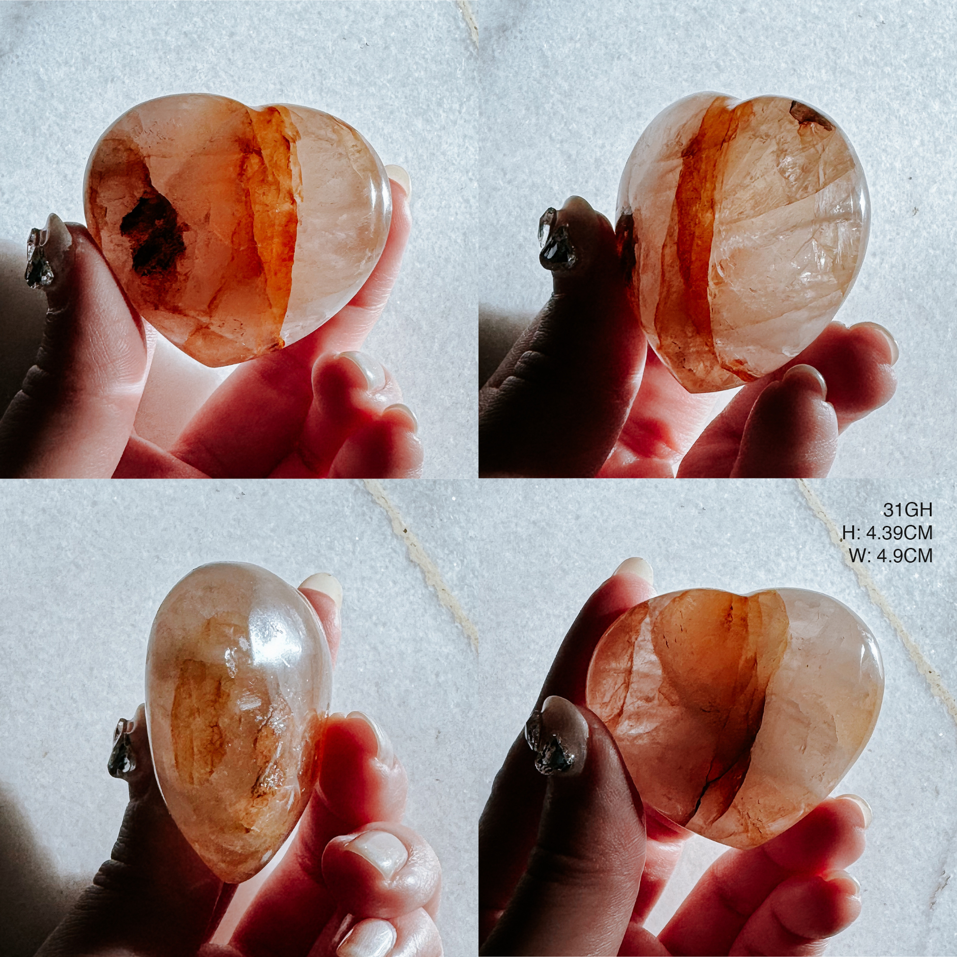 Red and Yellow Hematoid Hearts from Brazil - Golden Healer mixed Fire Quartz