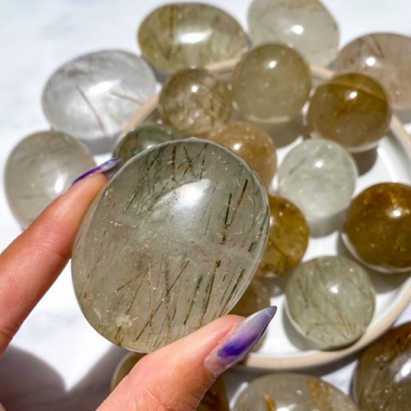 High Quality Rutilated Quartz Crystal Palms and Spheres (Rutile Quartz) for Manifesting Abundance
