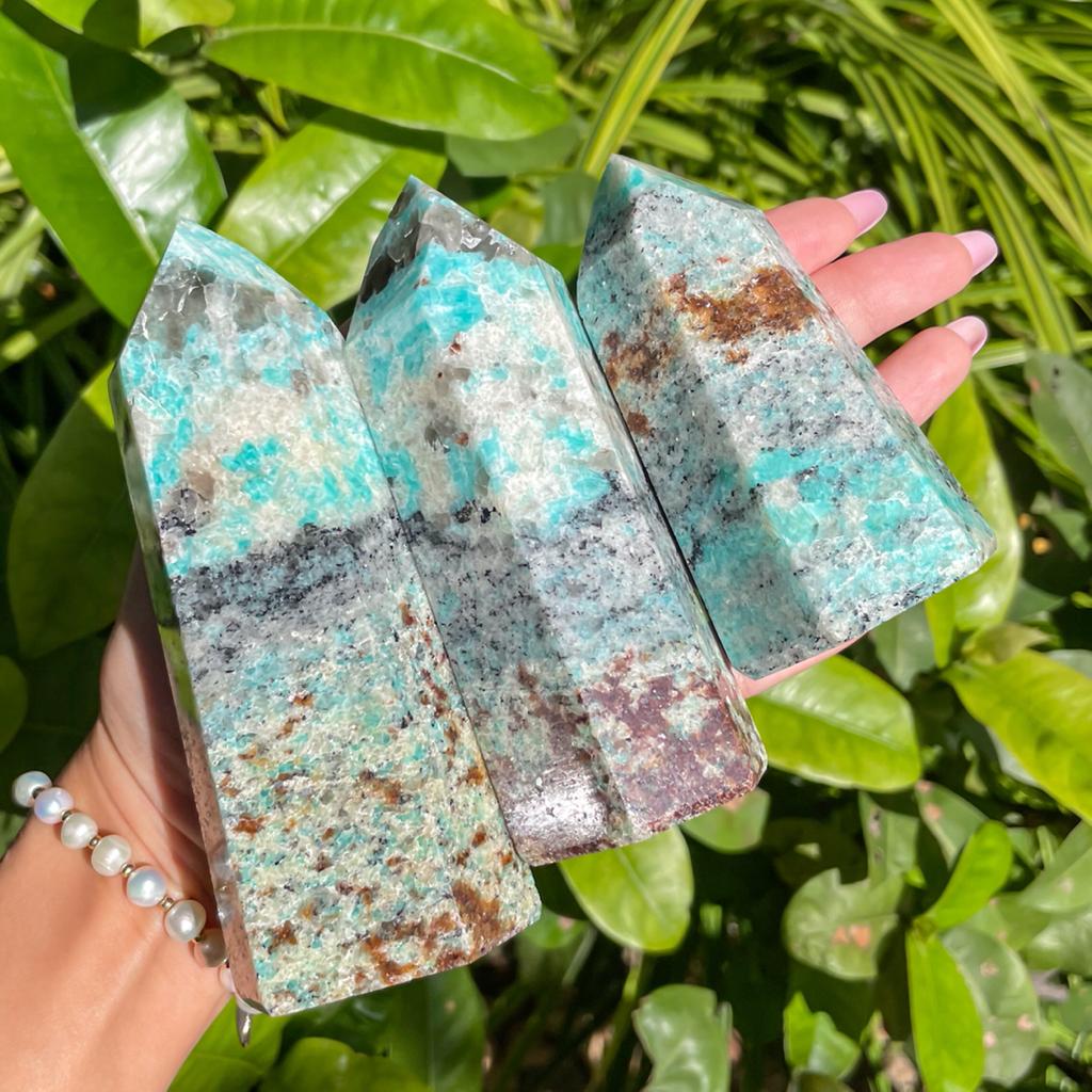 Amazonite with Smoky Quartz Feldspar Towers from Brazil