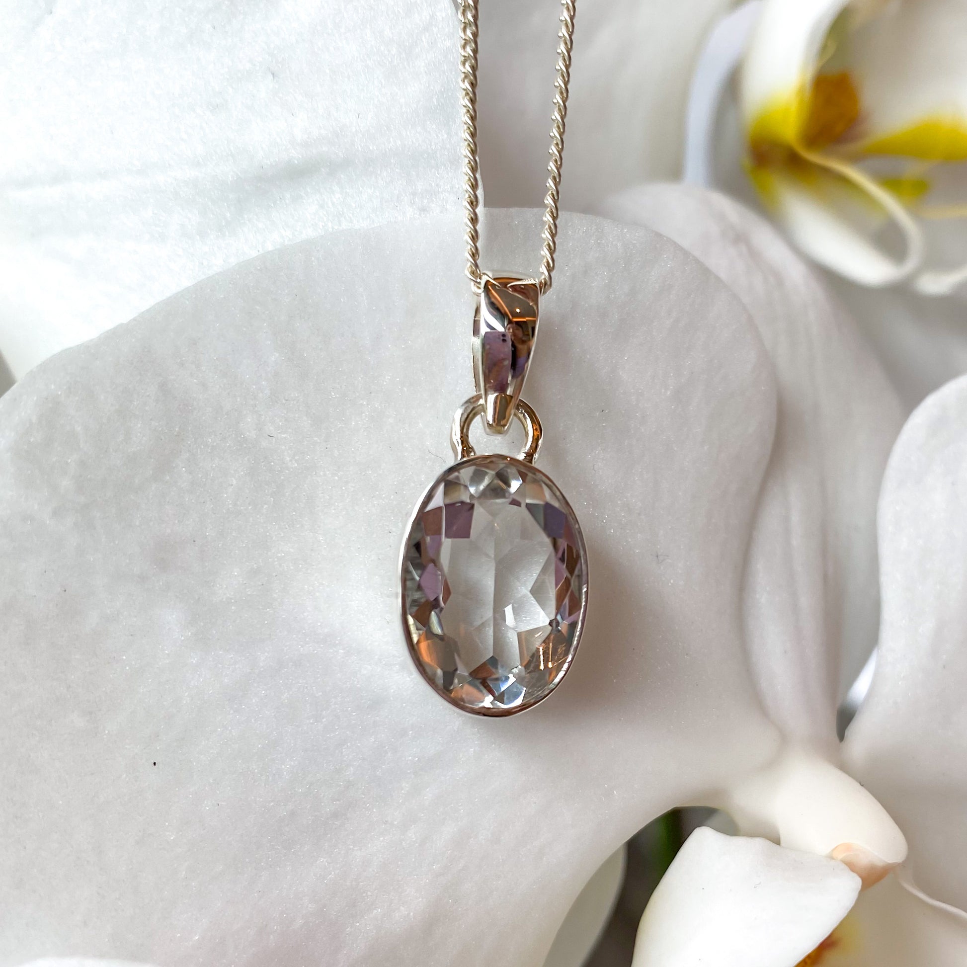 Clear Quartz Faceted Gemstone Pendant