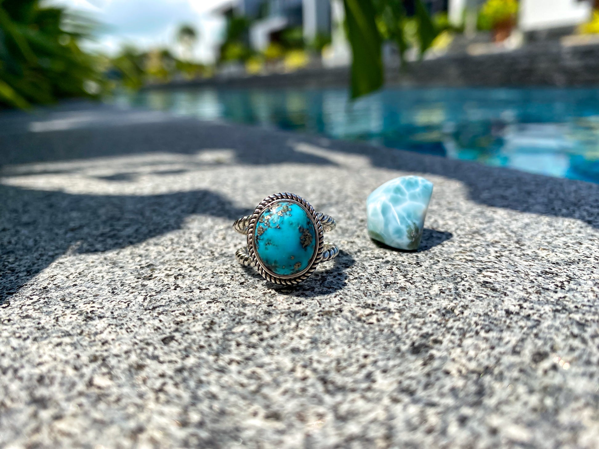 Arizona Turquoise Rope Double Band Ring