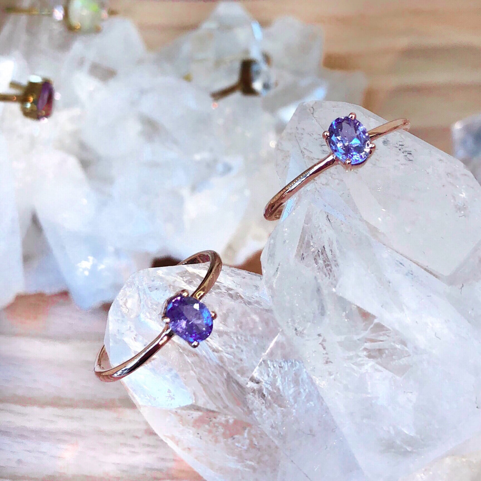 Tanzanite Ring in Dainty Rose Gold Filled