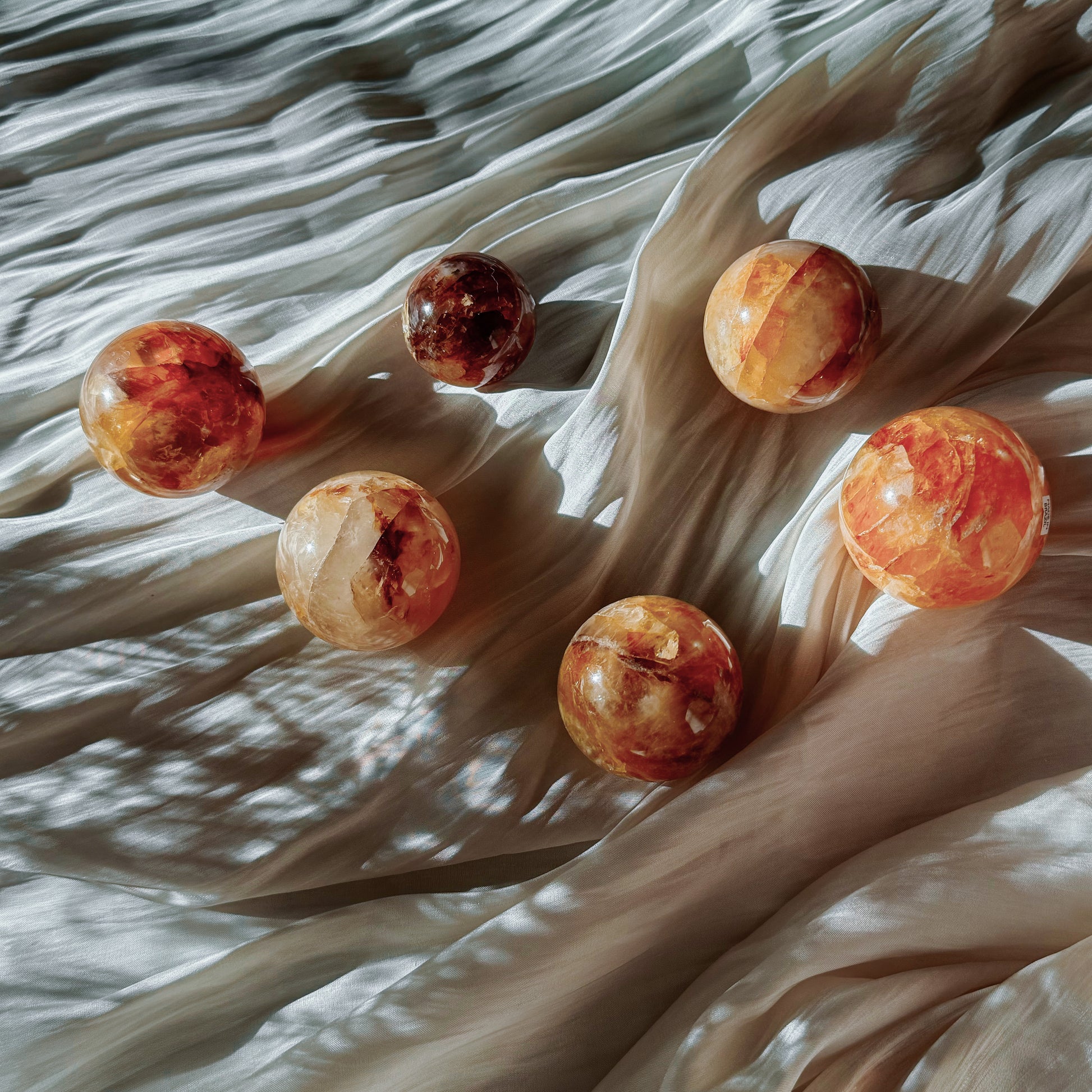 Red and Yellow Hematoid Spheres from Brazil - Golden Healer mixed Fire Quartz