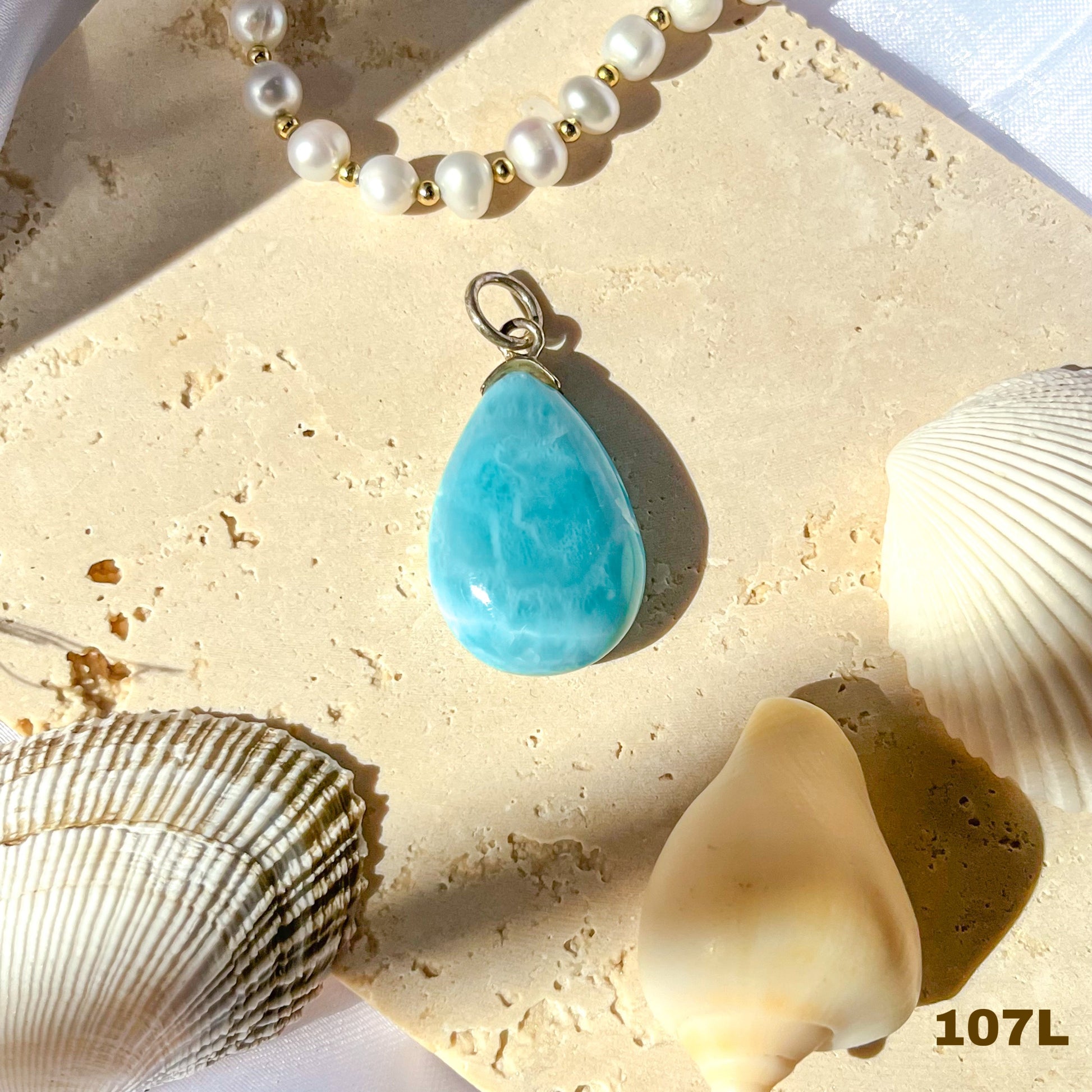 Rare Larimar Teardrop Pendant