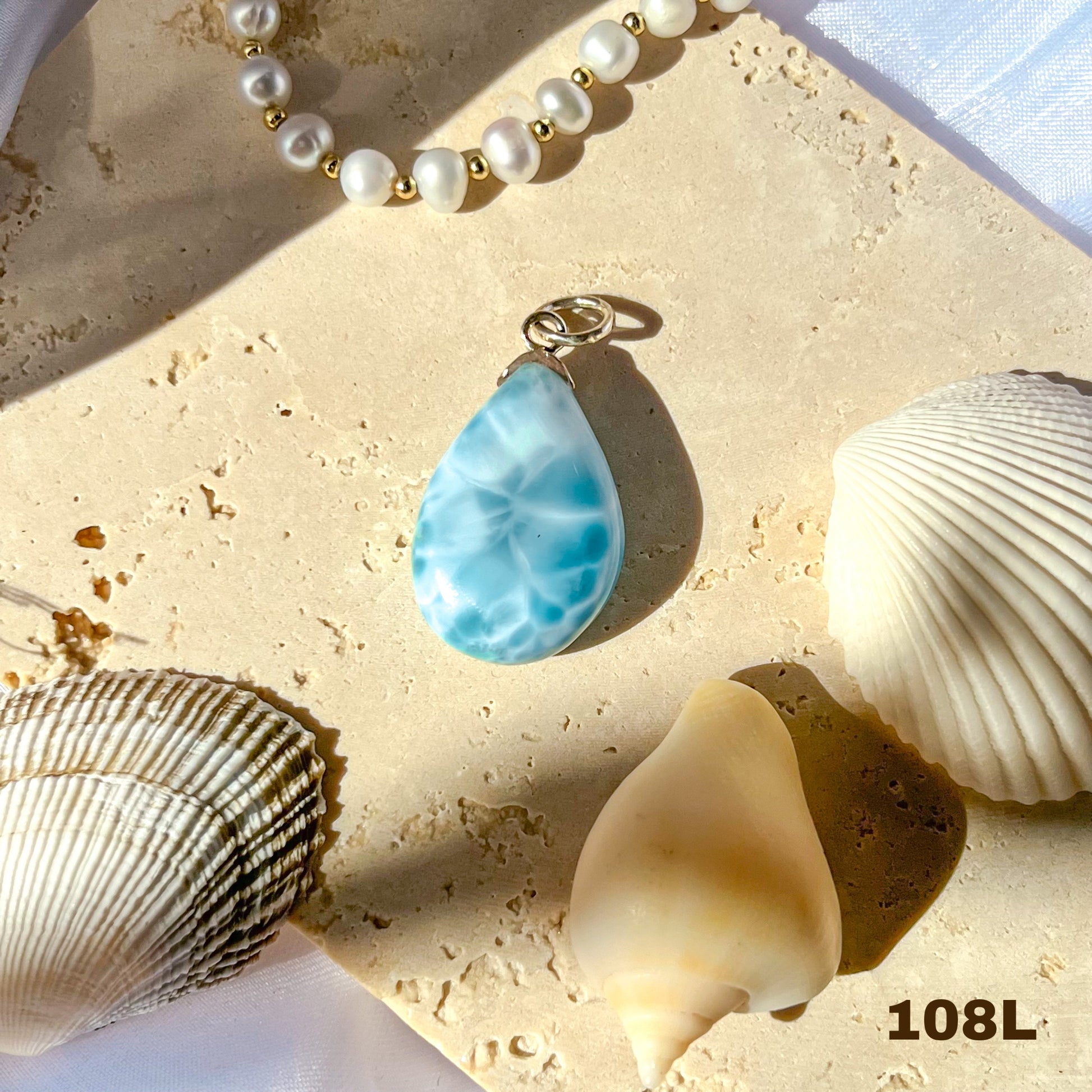 Rare Larimar Teardrop Pendant
