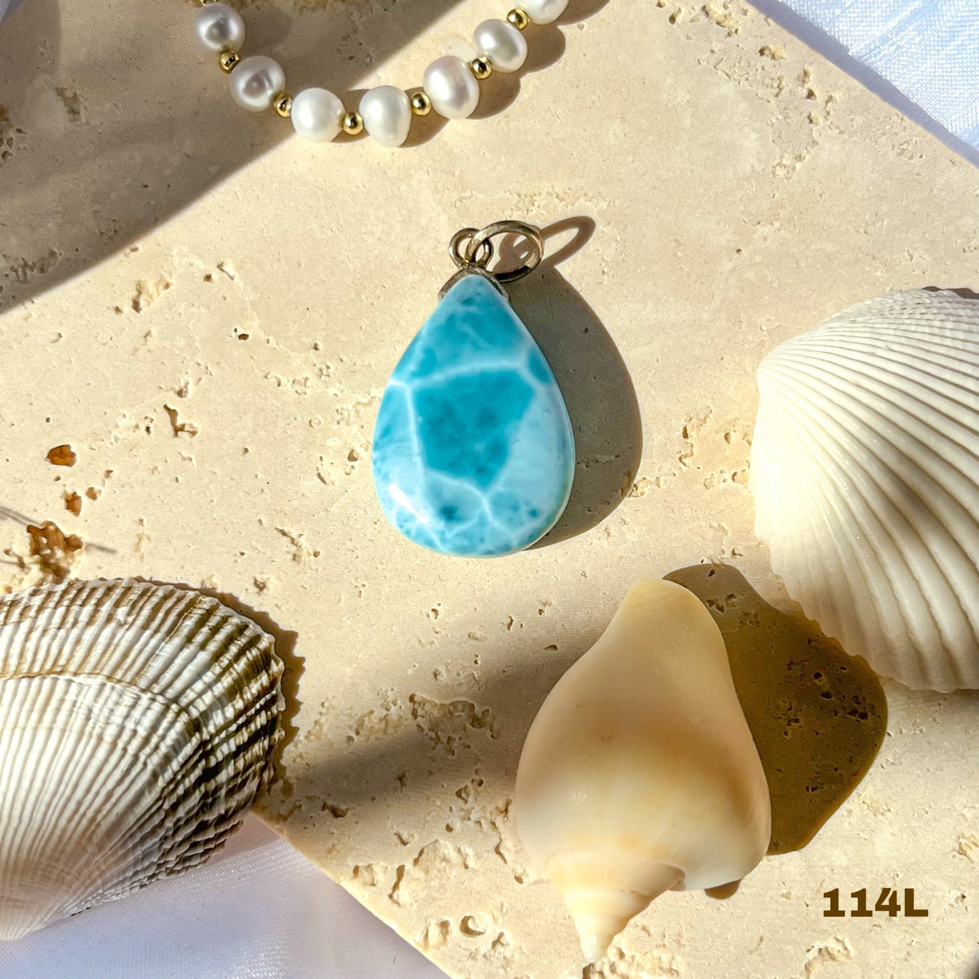 Rare Larimar Teardrop Pendant