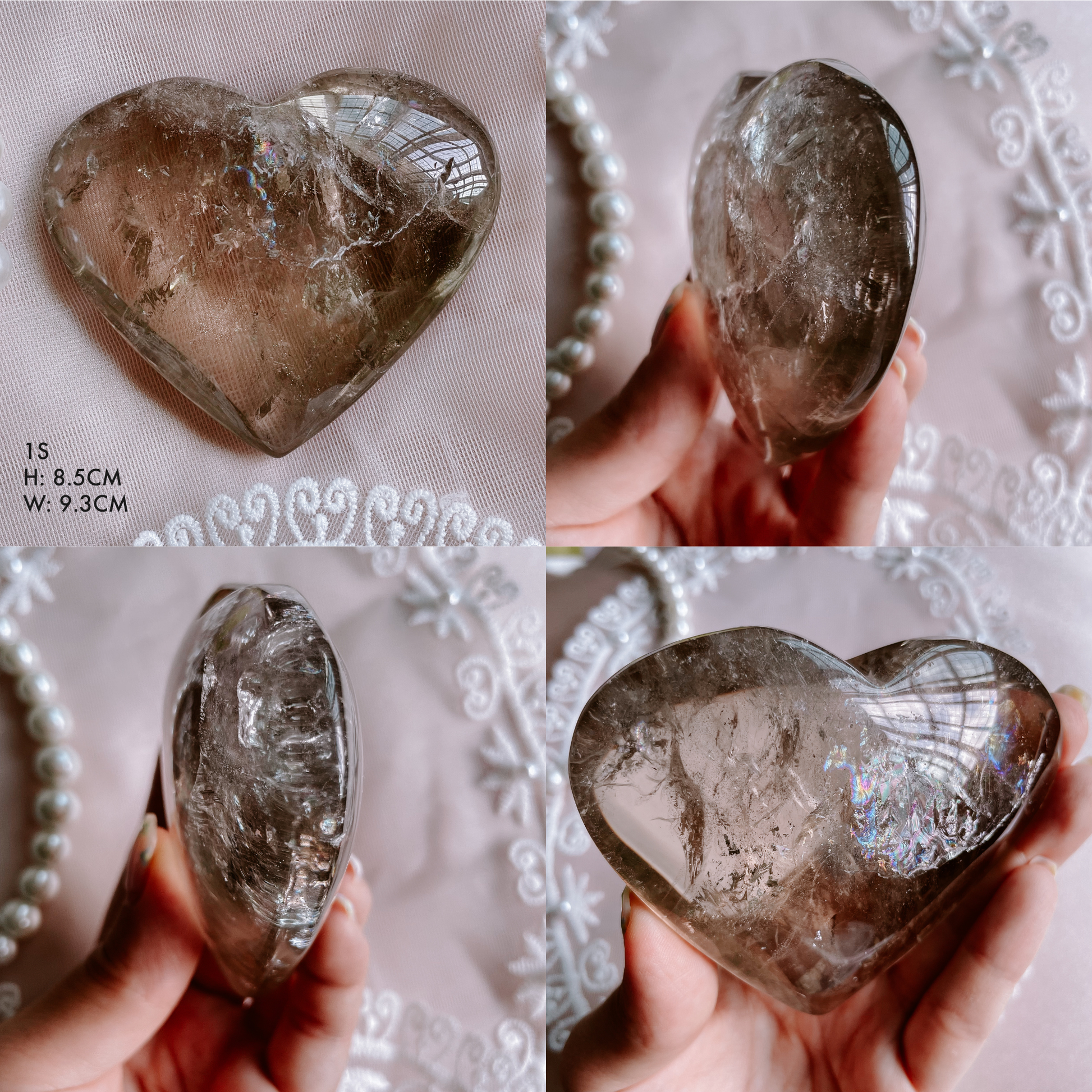 Smoky Citrine Puffy Hearts