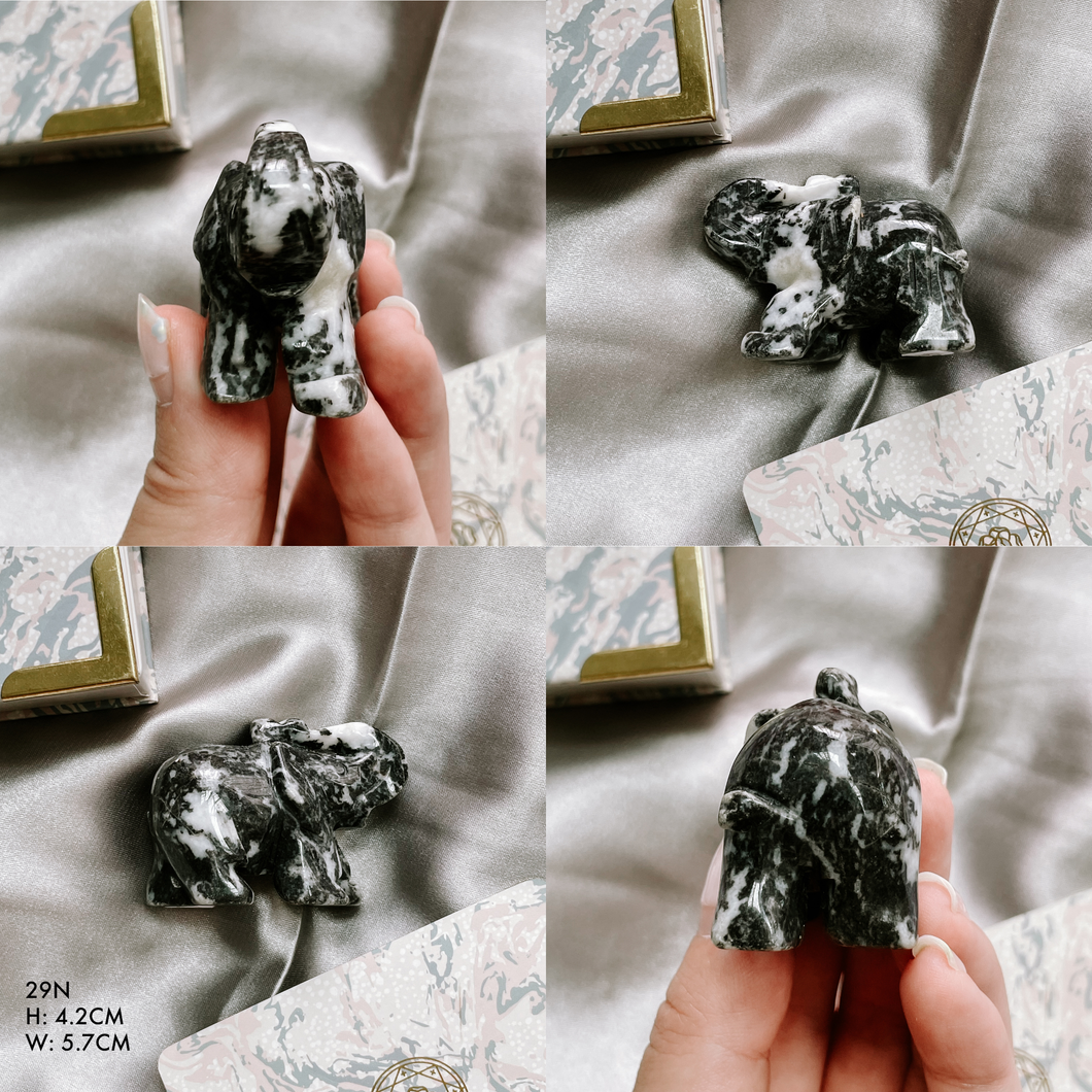 Zebra Calcite Elephant Carving