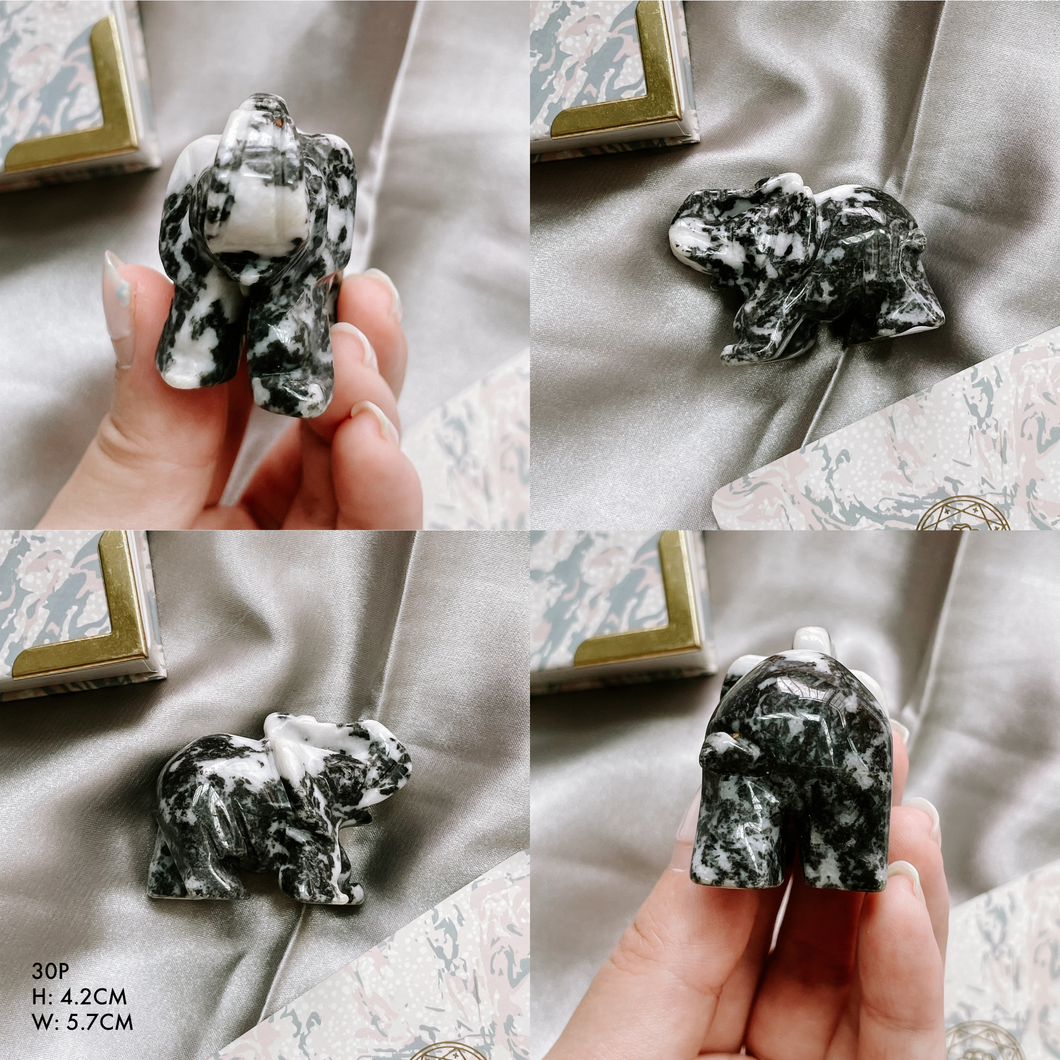 Zebra Calcite Elephant Carving