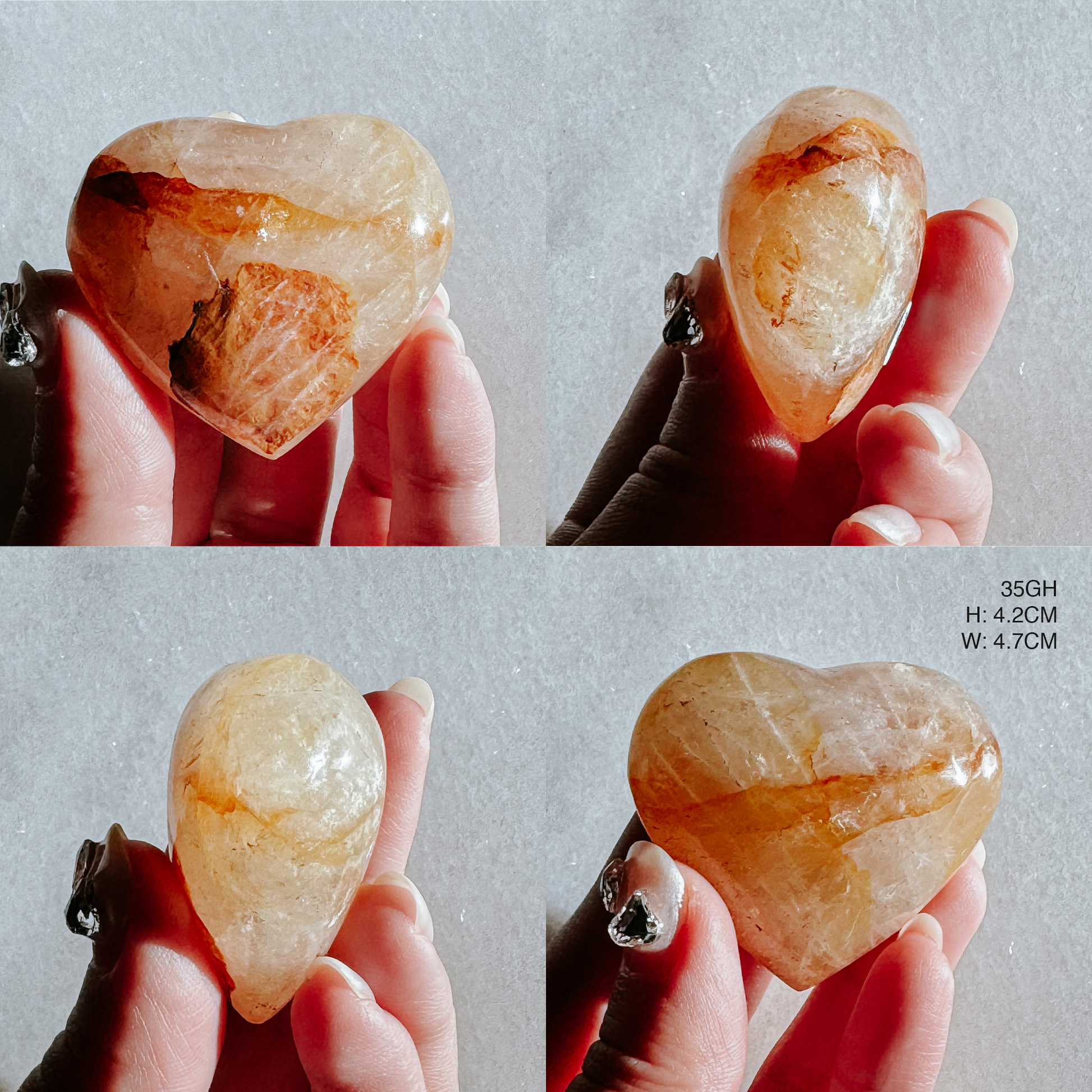 Red and Yellow Hematoid Hearts from Brazil - Golden Healer mixed Fire Quartz