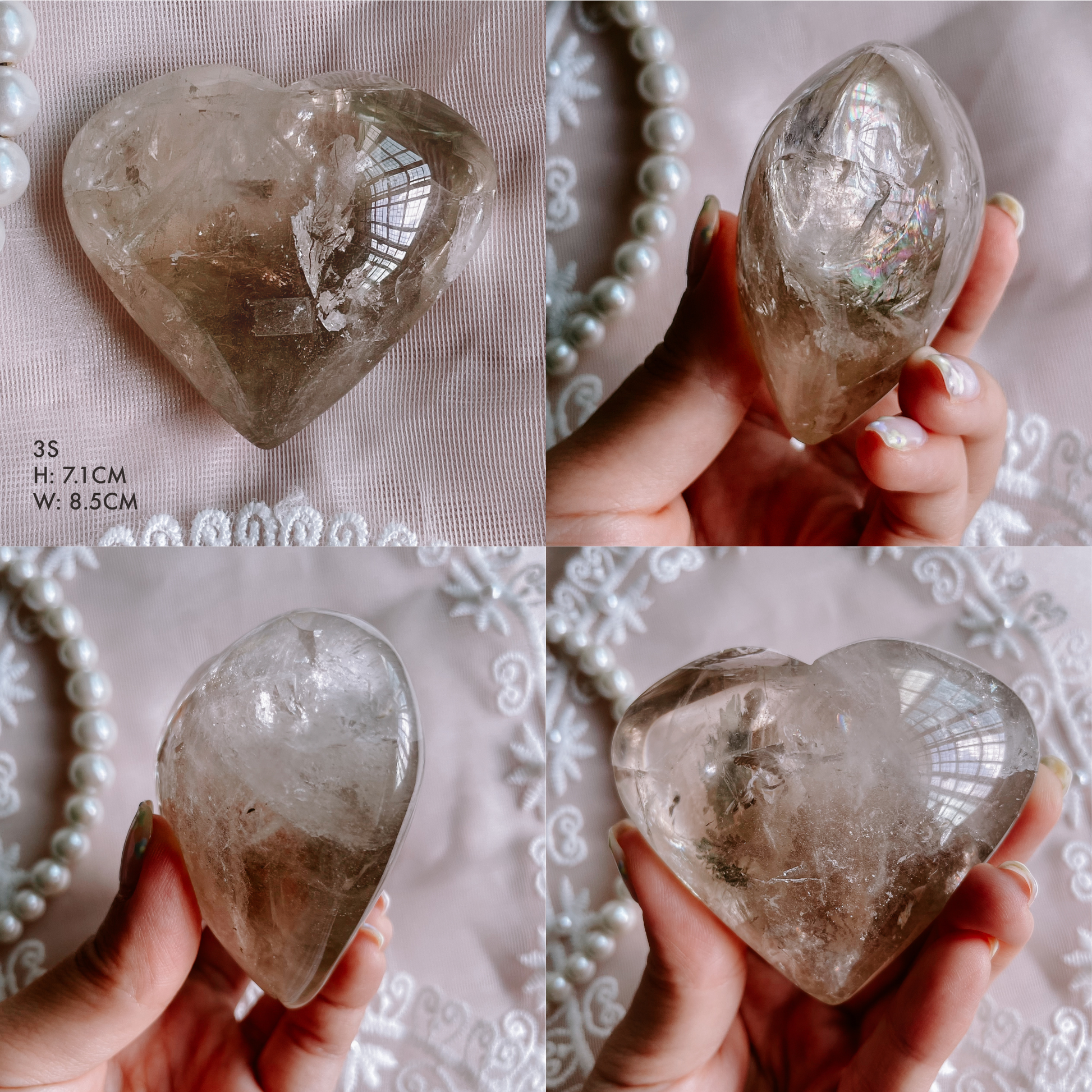 Smoky Citrine Puffy Hearts