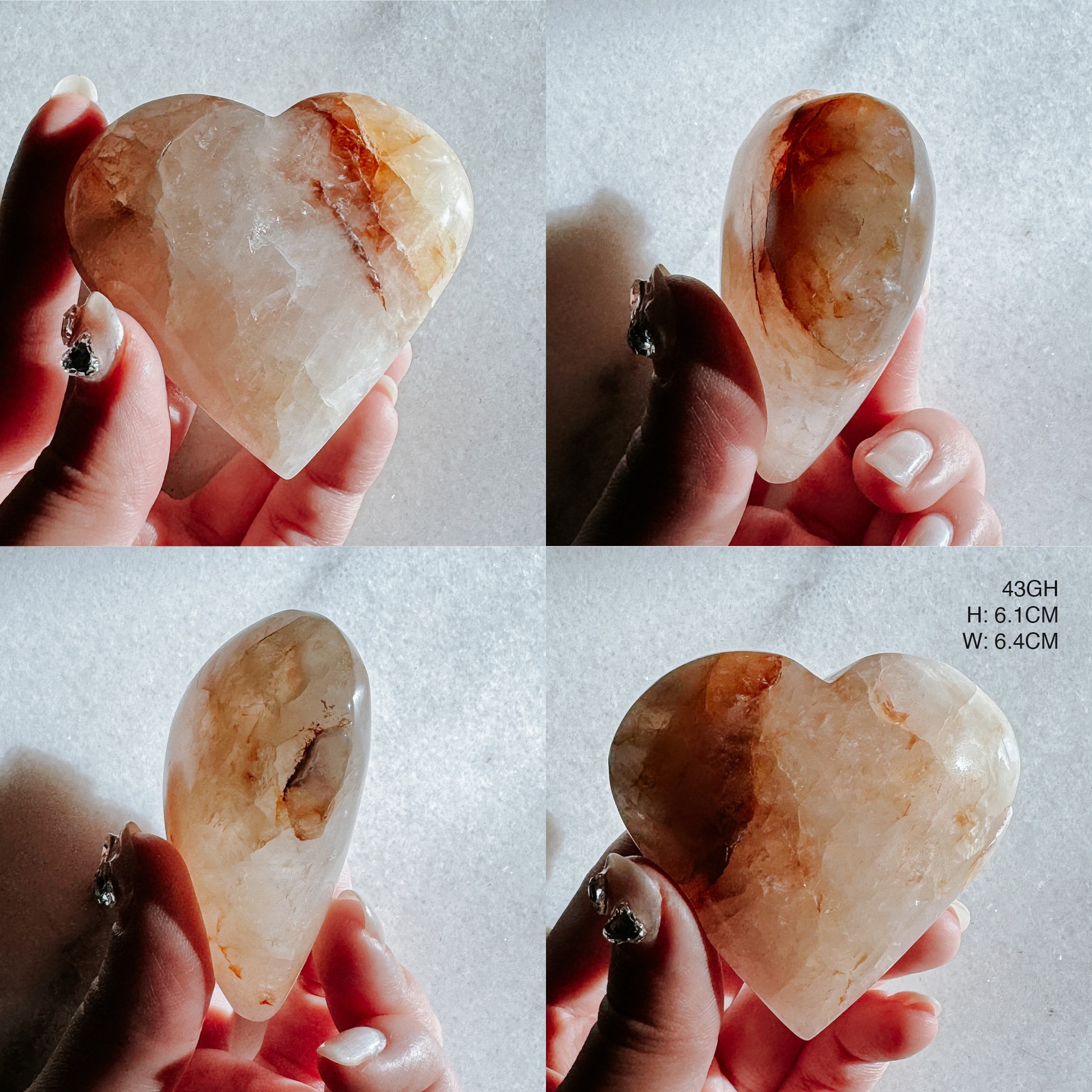 Red and Yellow Hematoid Hearts from Brazil - Golden Healer mixed Fire Quartz