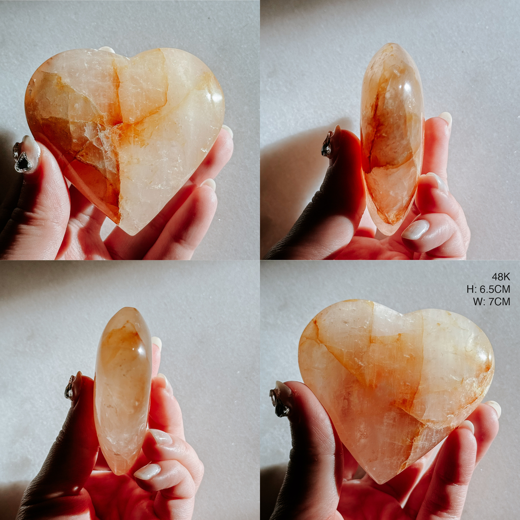 Red and Yellow Hematoid Hearts from Brazil - Golden Healer mixed Fire Quartz