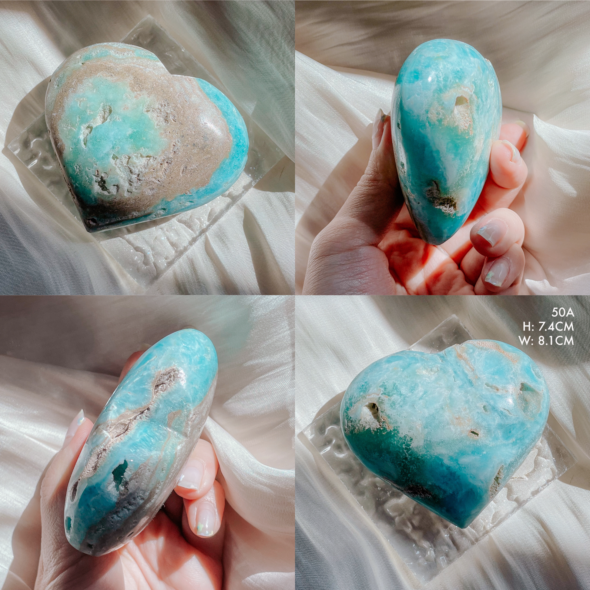 Blue Aragonite Hearts