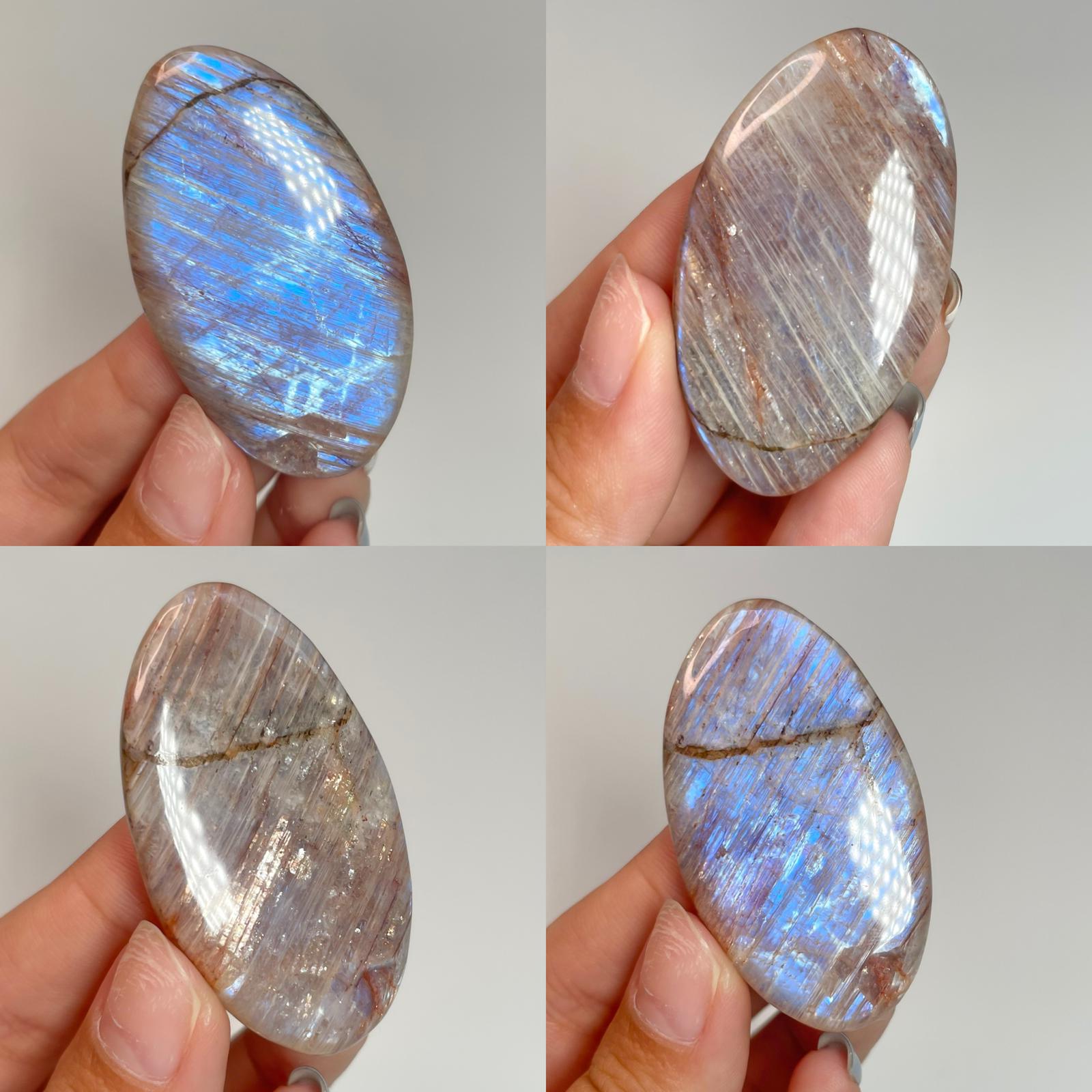 Flashy Belomorite Moonstone Palm Stone