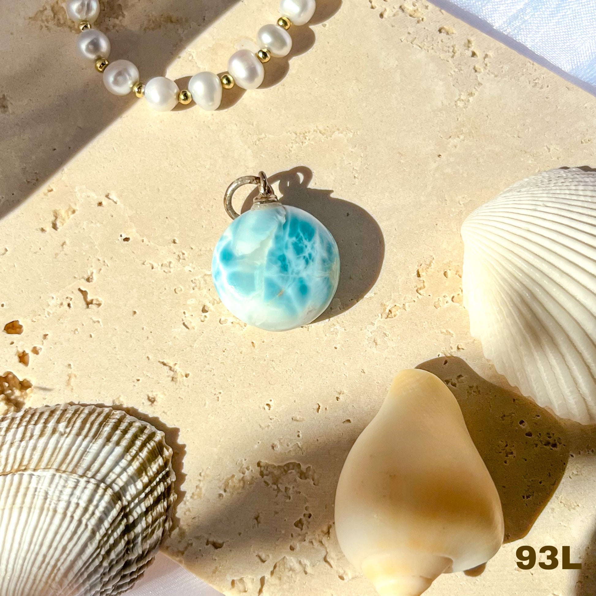 Rare Larimar Round Pendant