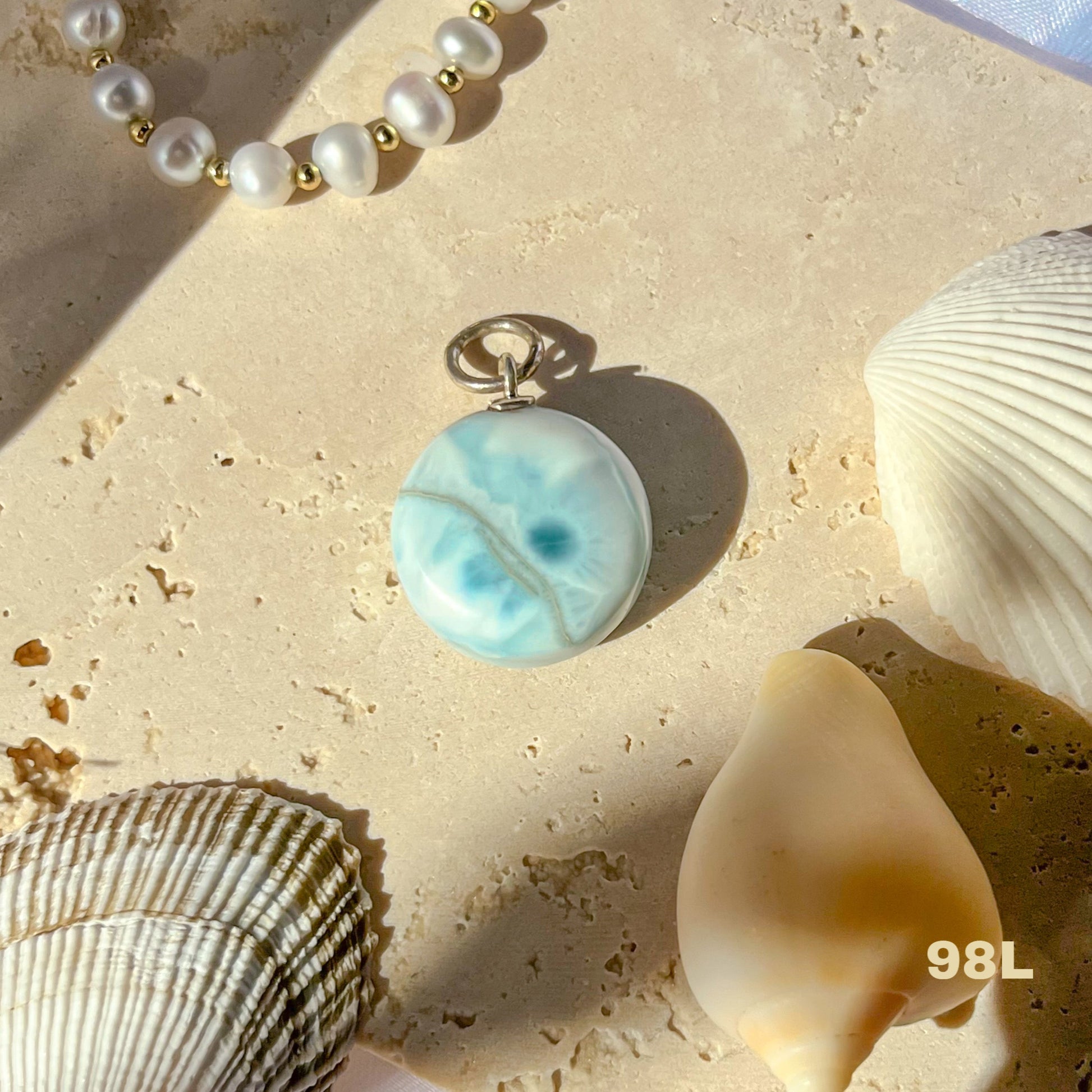 Rare Larimar Round Pendant