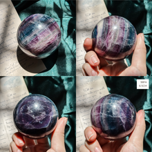 Load image into Gallery viewer, Banded Purple and Blue Galaxy Fluorite sphere
