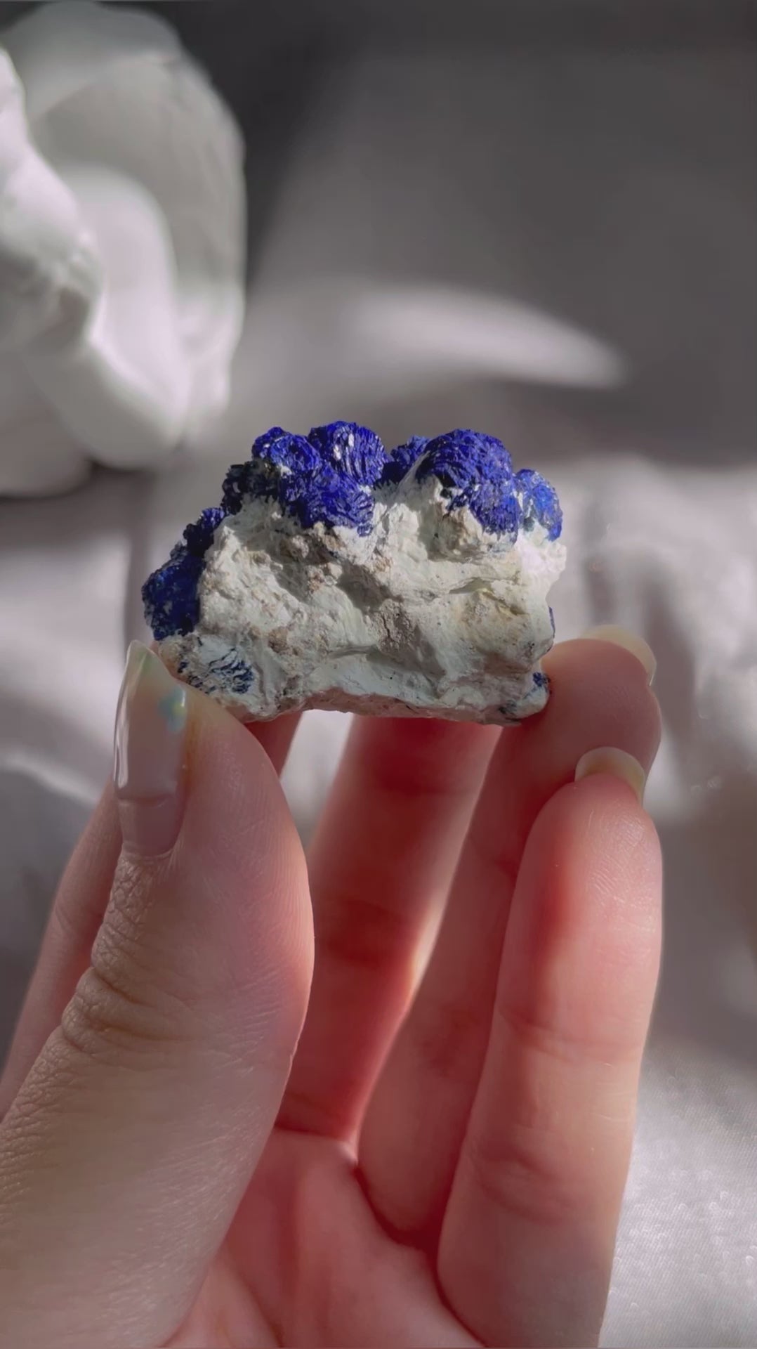 Rare Russian Azurite on Matrix Cabinet Collectible Specimen from Poteryaevskoe Mine