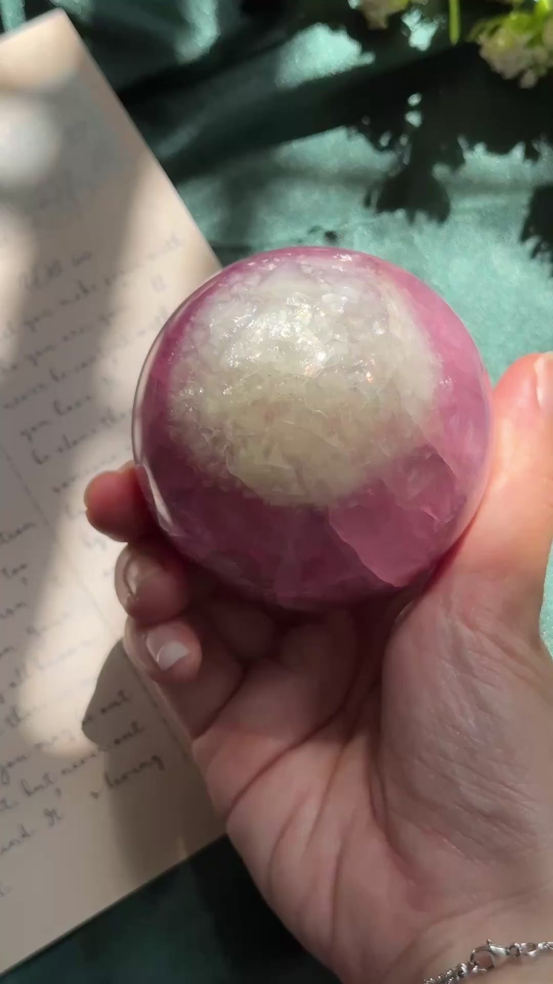 Pink Fluorite with Mica sphere