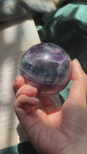 Load and play video in Gallery viewer, Banded Purple and Blue Galaxy Fluorite sphere
