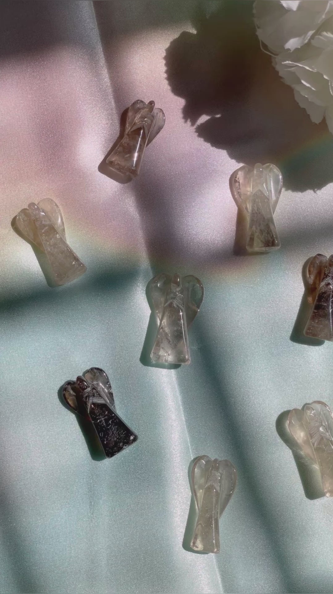 Pocket Smoky Quartz Angel Carving