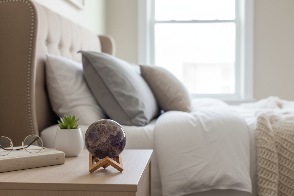 Vibrant Amethyst Sphere on Rectangular Stand