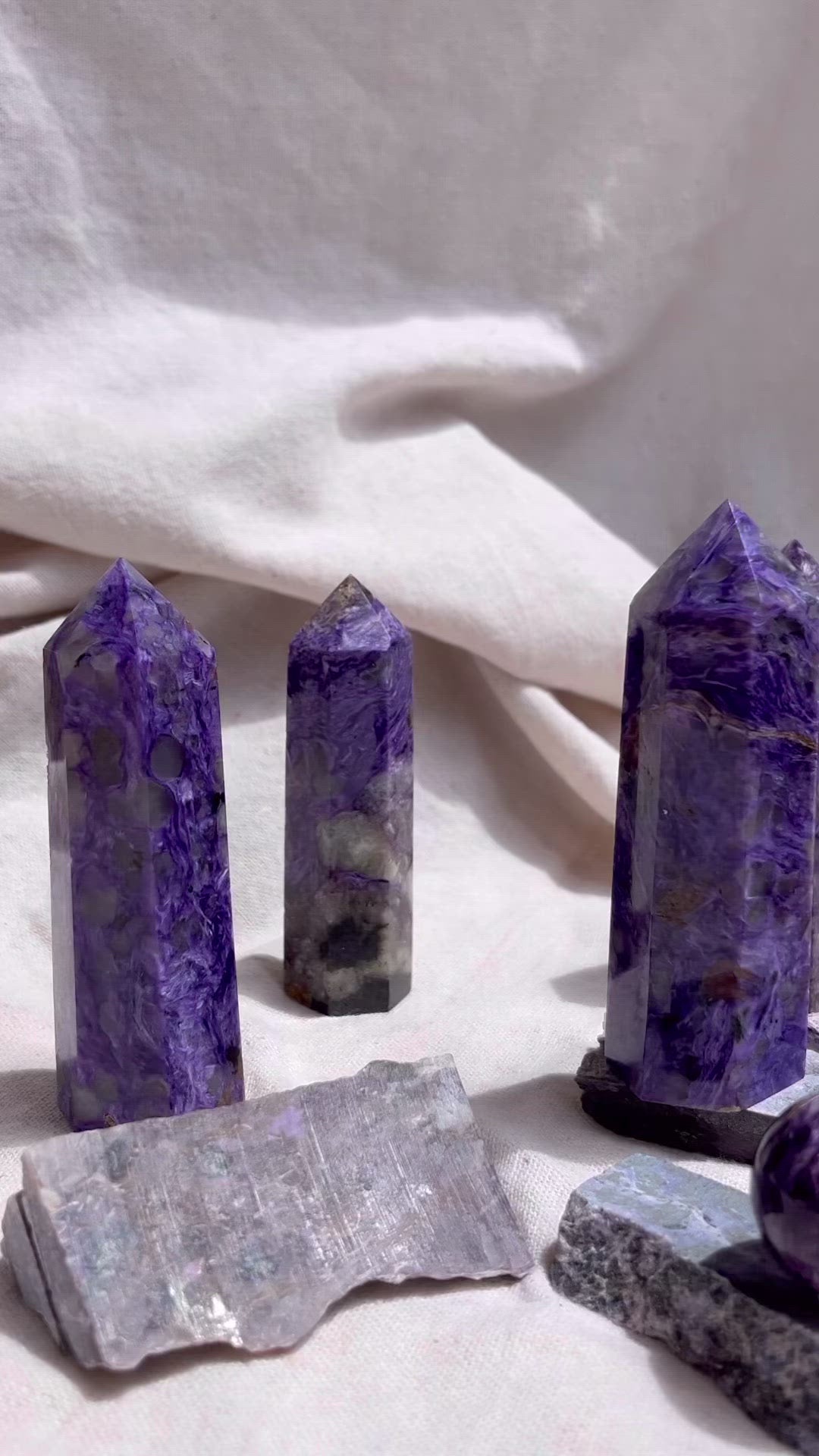 Rare Silky Charoite Tower