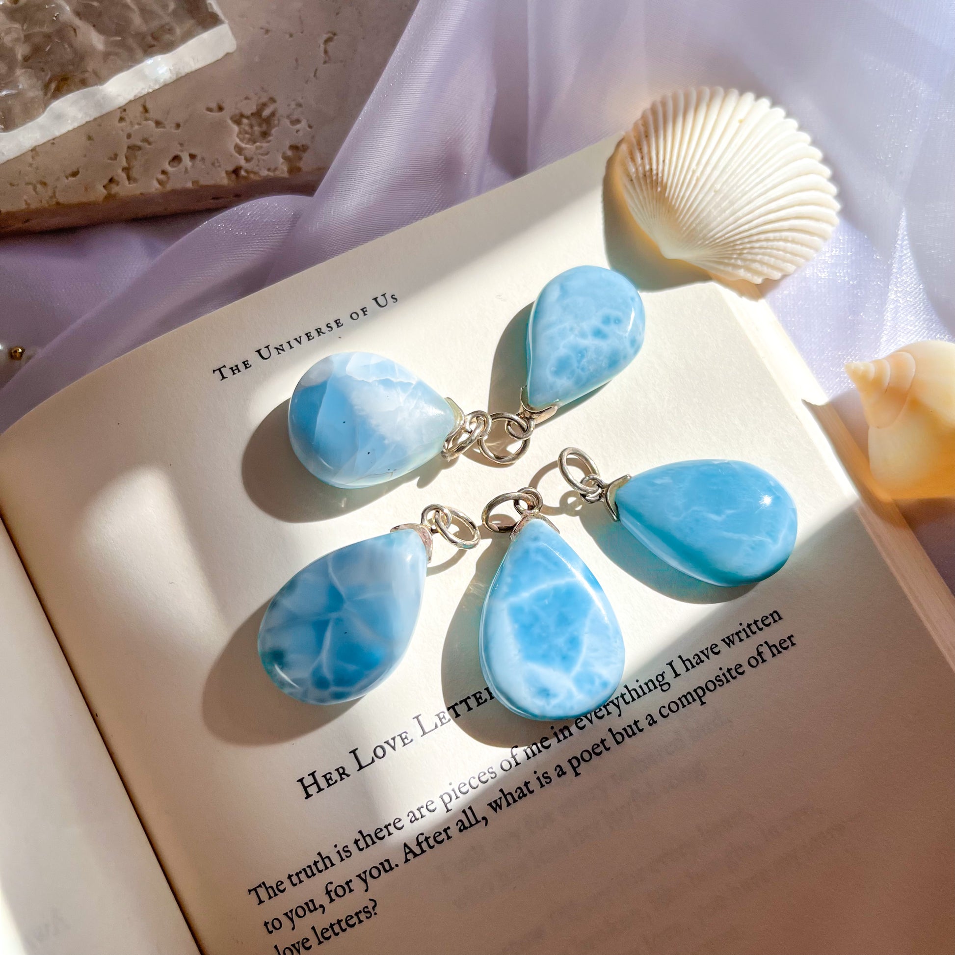 Rare Larimar Teardrop Pendant