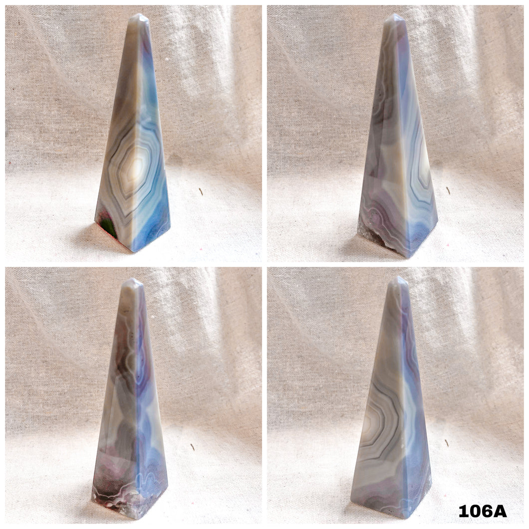 Agate Obelisk with Quartz and Bandings