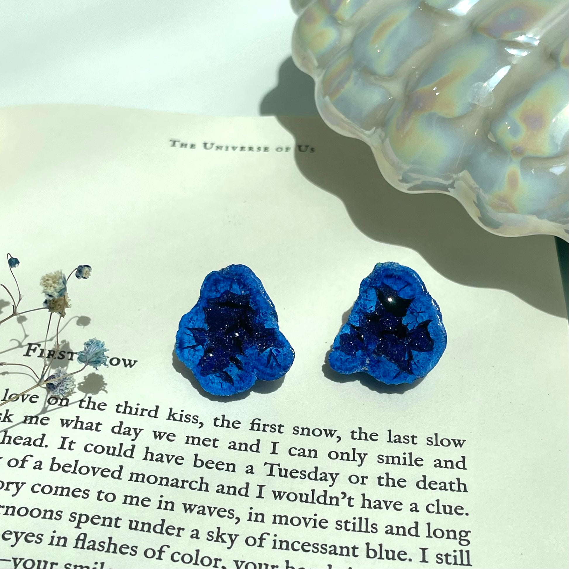Rare Russian Azurite Blueberry Geode Pairs