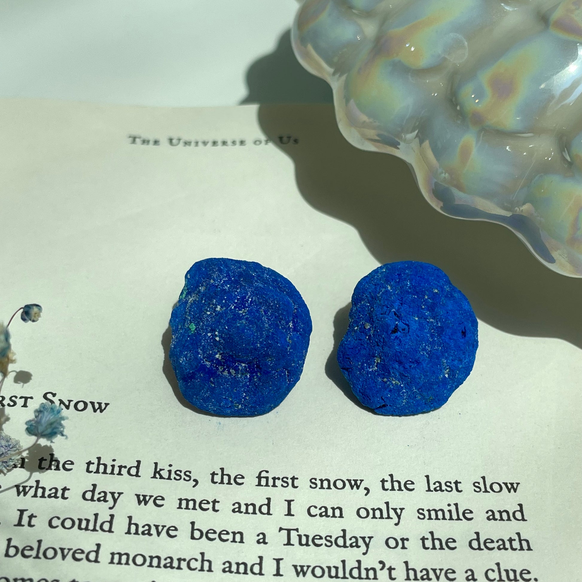 Rare Russian Azurite Blueberry Geode Pairs