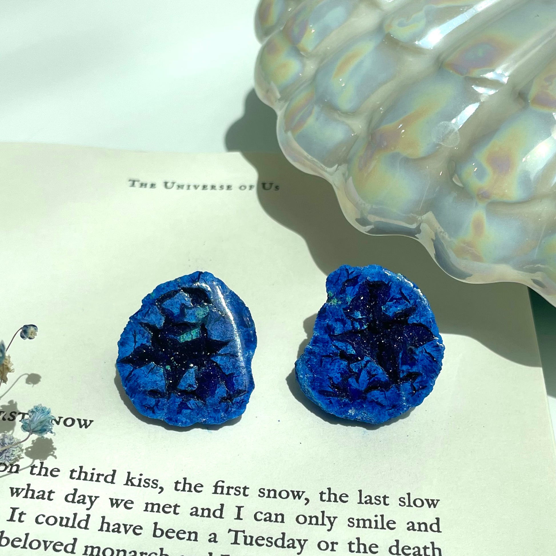 Rare Russian Azurite Blueberry Geode Pairs