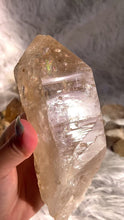 Load and play video in Gallery viewer, Natural Etched Raw Brazilian Champagne Colored Citrine Point with Yellow Mica

