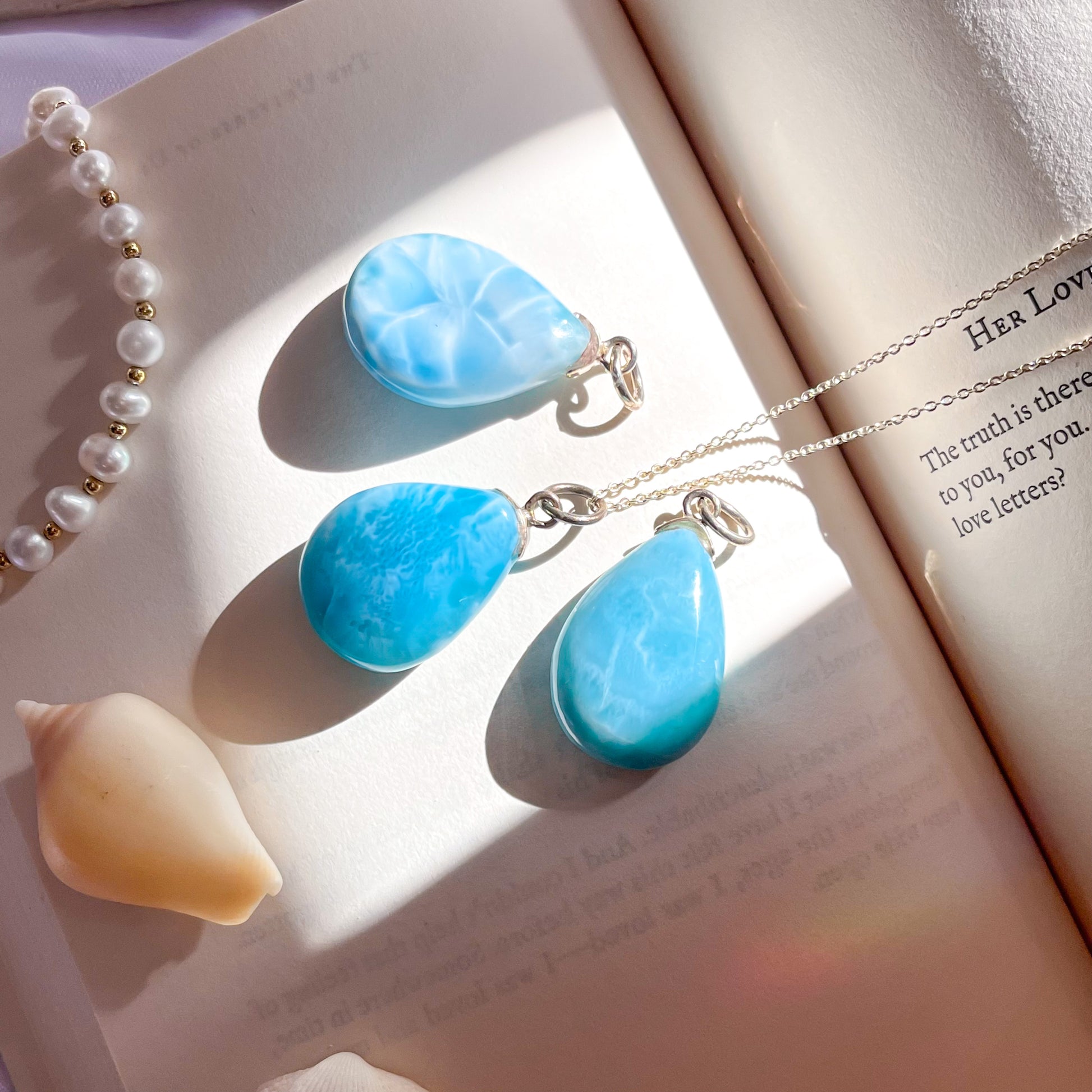 Rare Larimar Teardrop Pendant