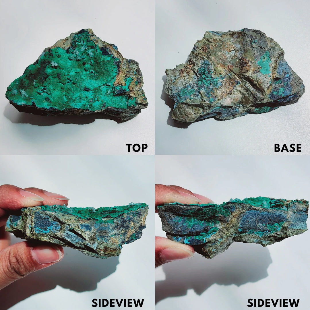 Velvet Malachite with Calcite Druzy on Matrix