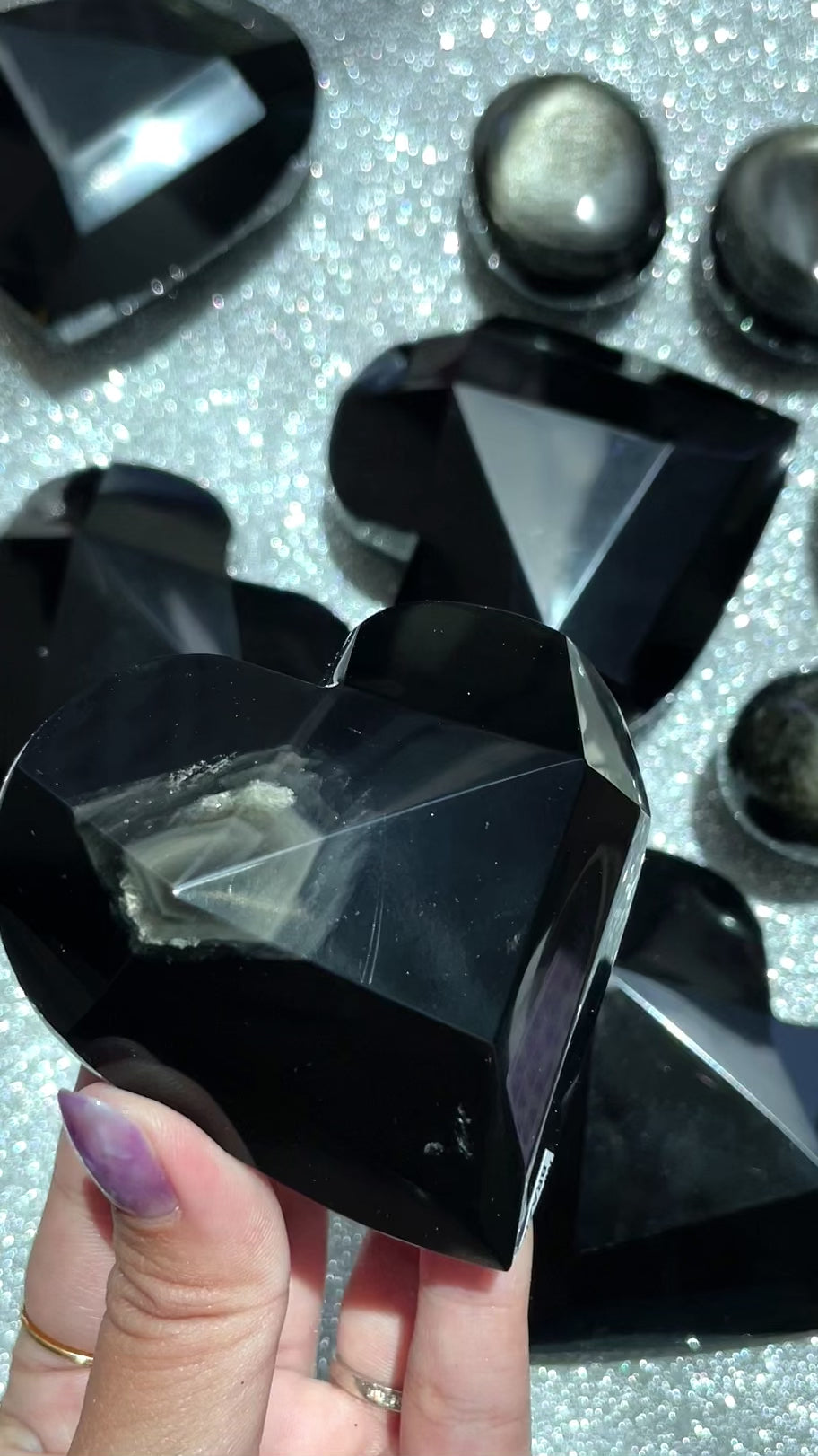 Black Obsidian Faceted Hearts