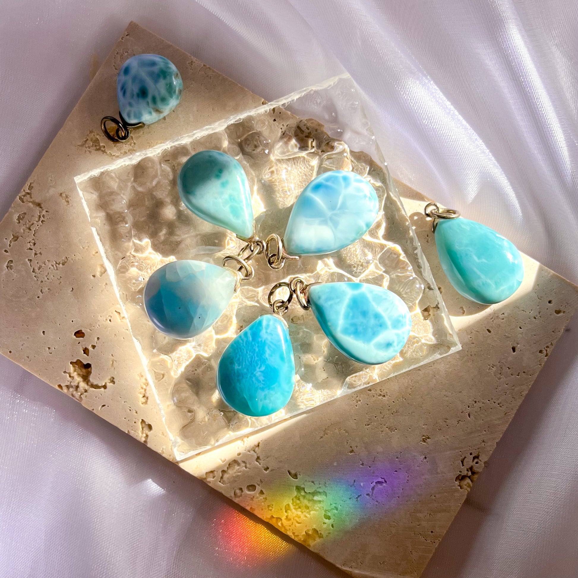 Rare Larimar Teardrop Pendant