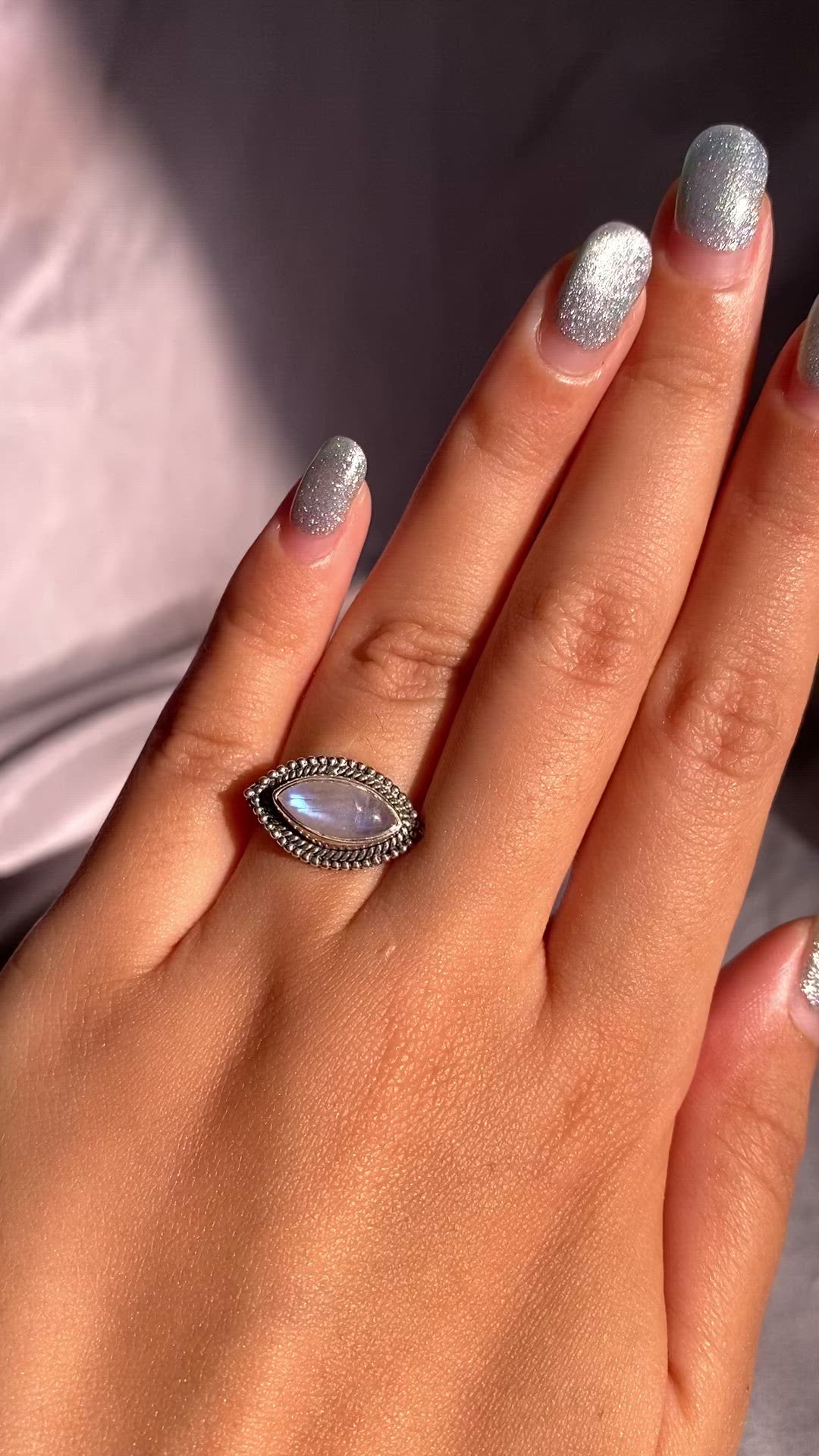 Moonstone “Eye” Ring in Intricate Setting