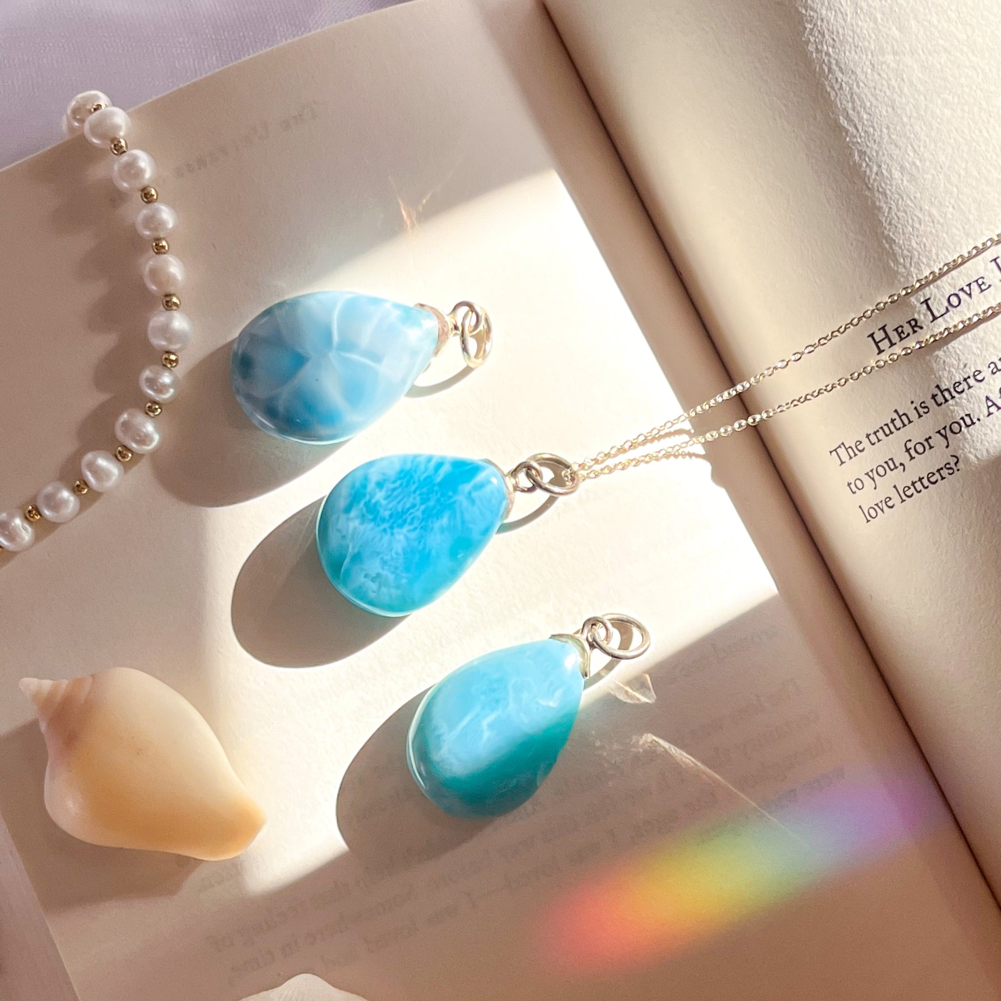 Rare Larimar Teardrop Pendant
