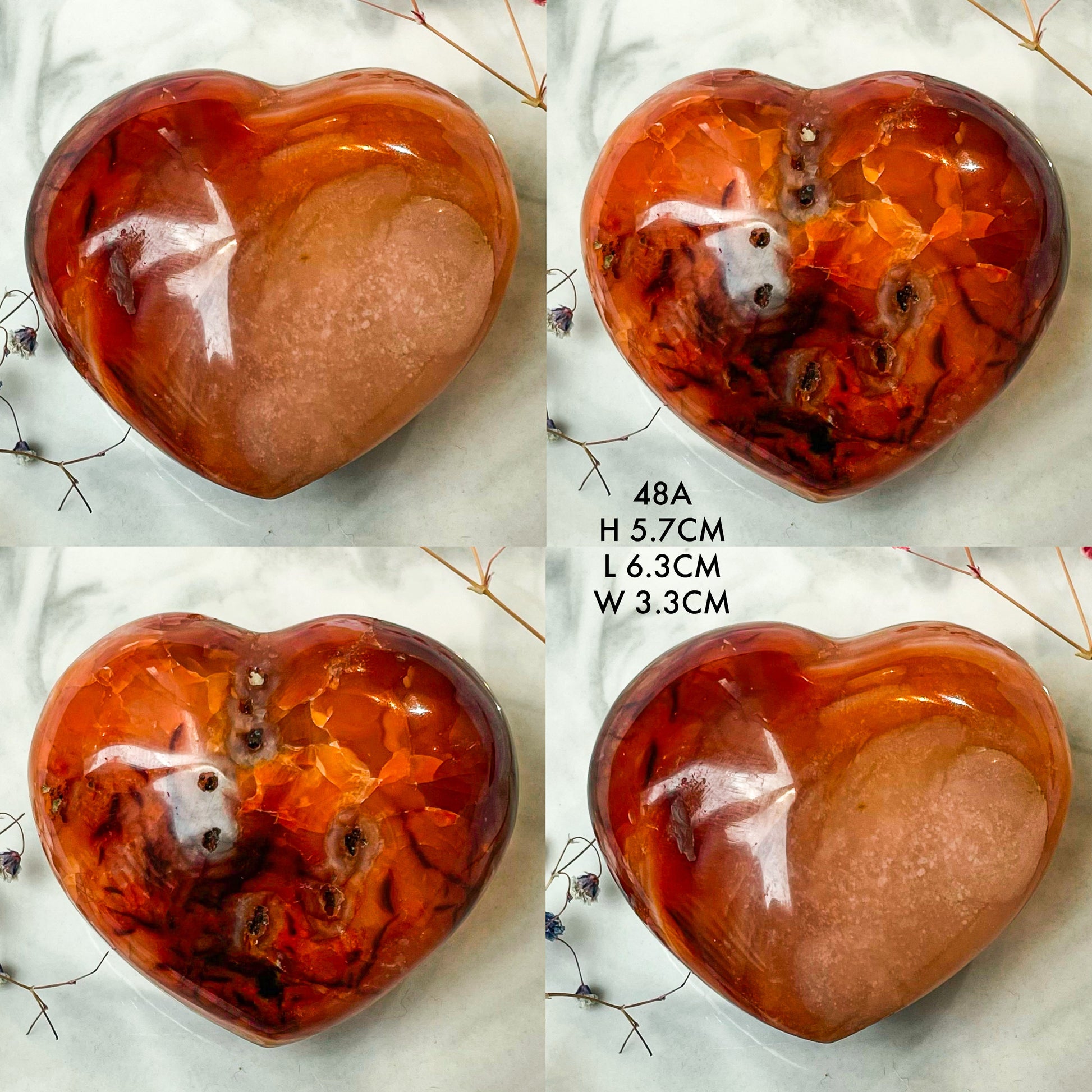 Polished Carnelian Hearts