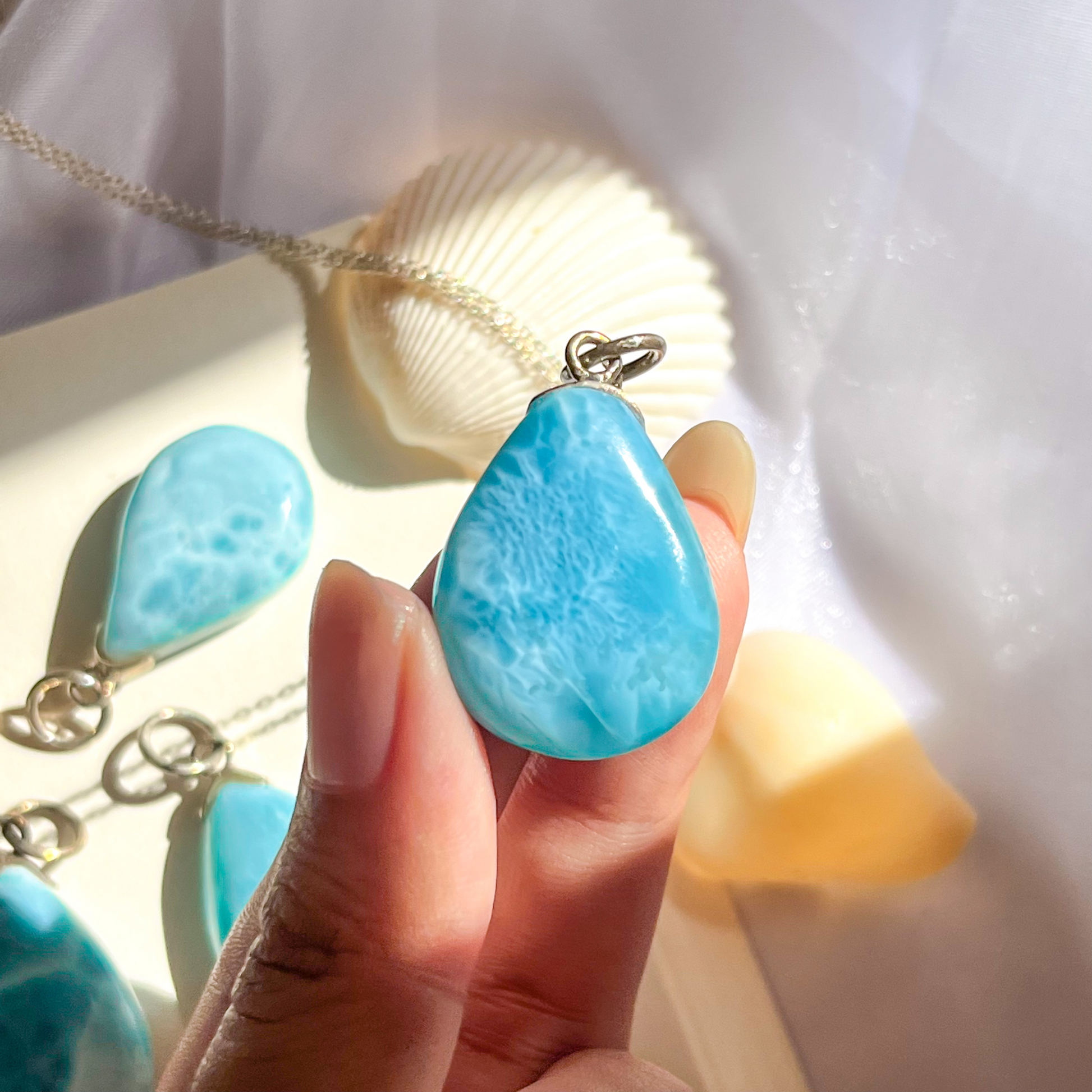 Rare Larimar Teardrop Pendant