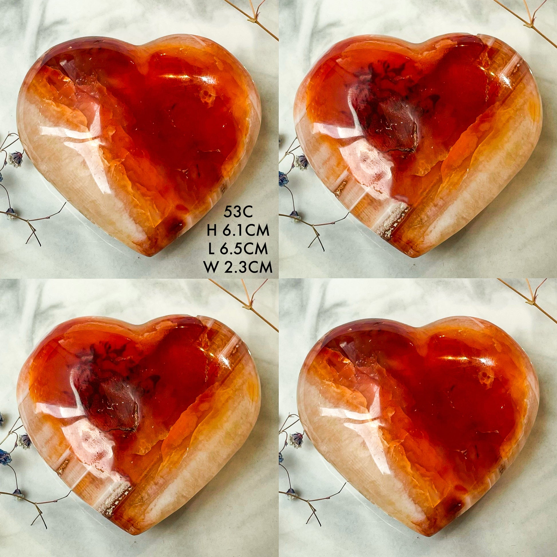 Polished Carnelian Hearts