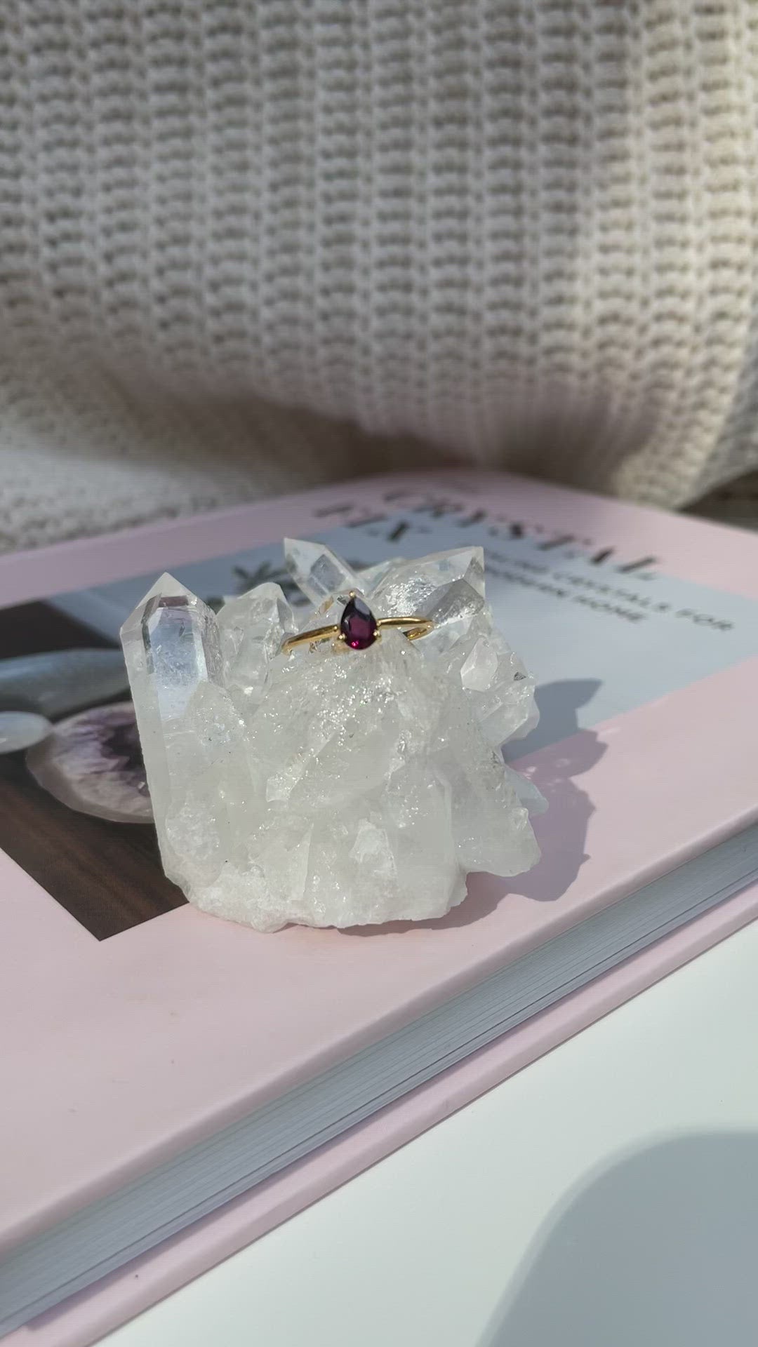 Garnet Gemstone Ring with Dainty Gold Band GR-01