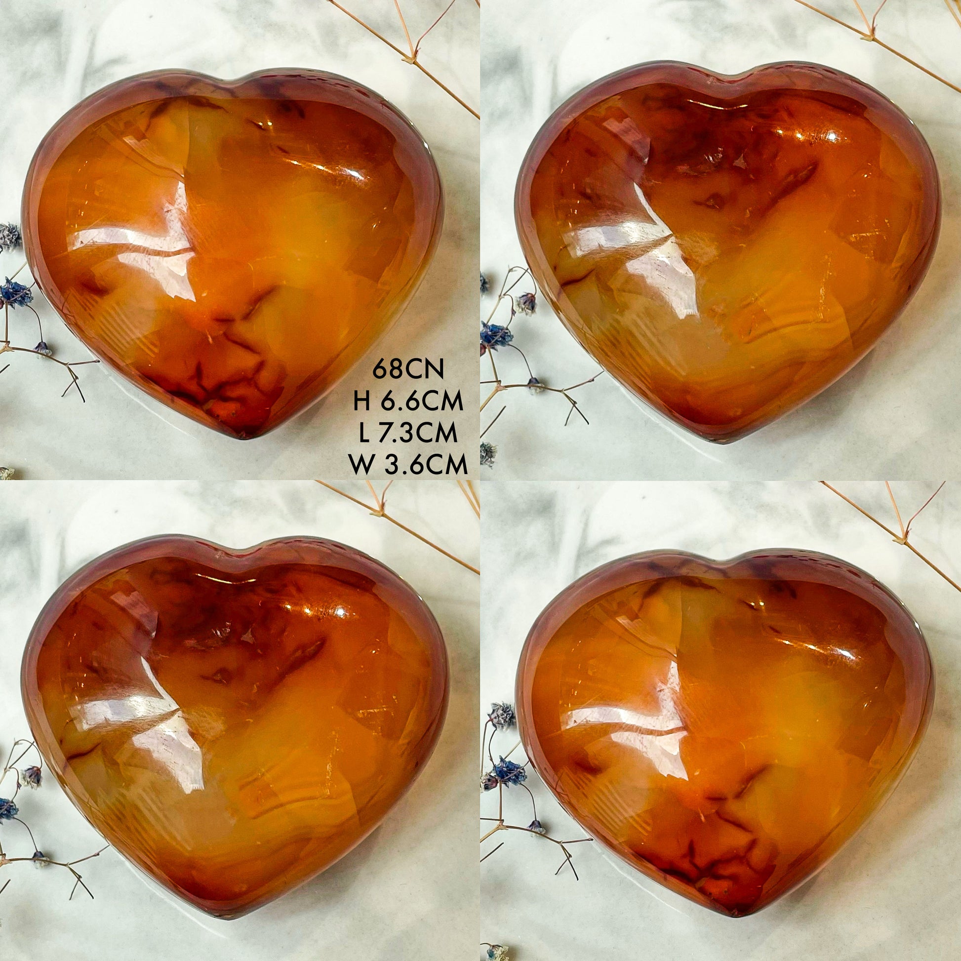 Polished Carnelian Hearts