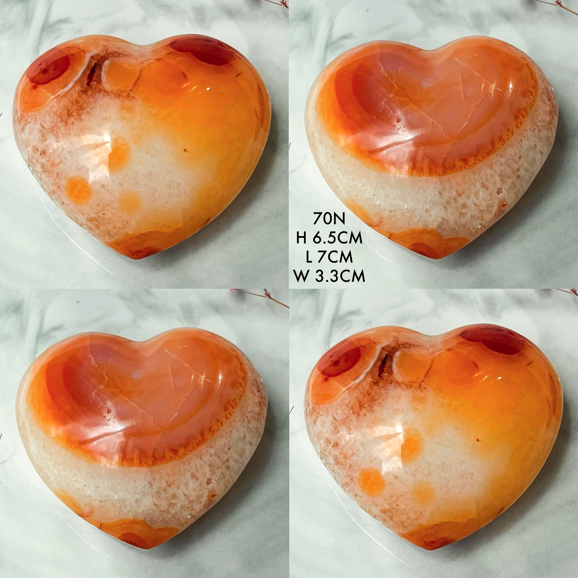 Polished Carnelian Hearts