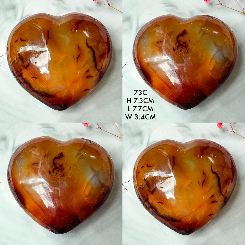 Polished Carnelian Hearts