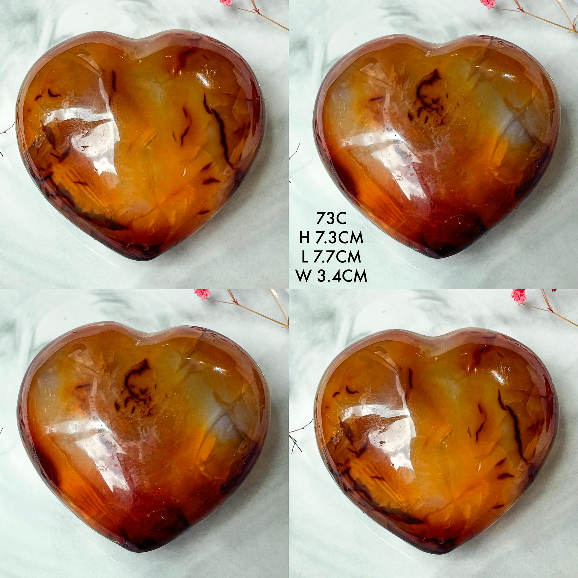 Polished Carnelian Hearts